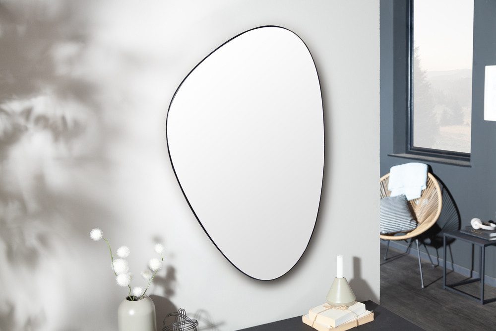 riess-ambiente Wandspiegel NOEMI 90cm schwarz · asymmetrischer Spiegel mit schwarzem Rahmen, gerahmter Mirror zum Aufhängen · Flur · vertikal & horizontal · Design