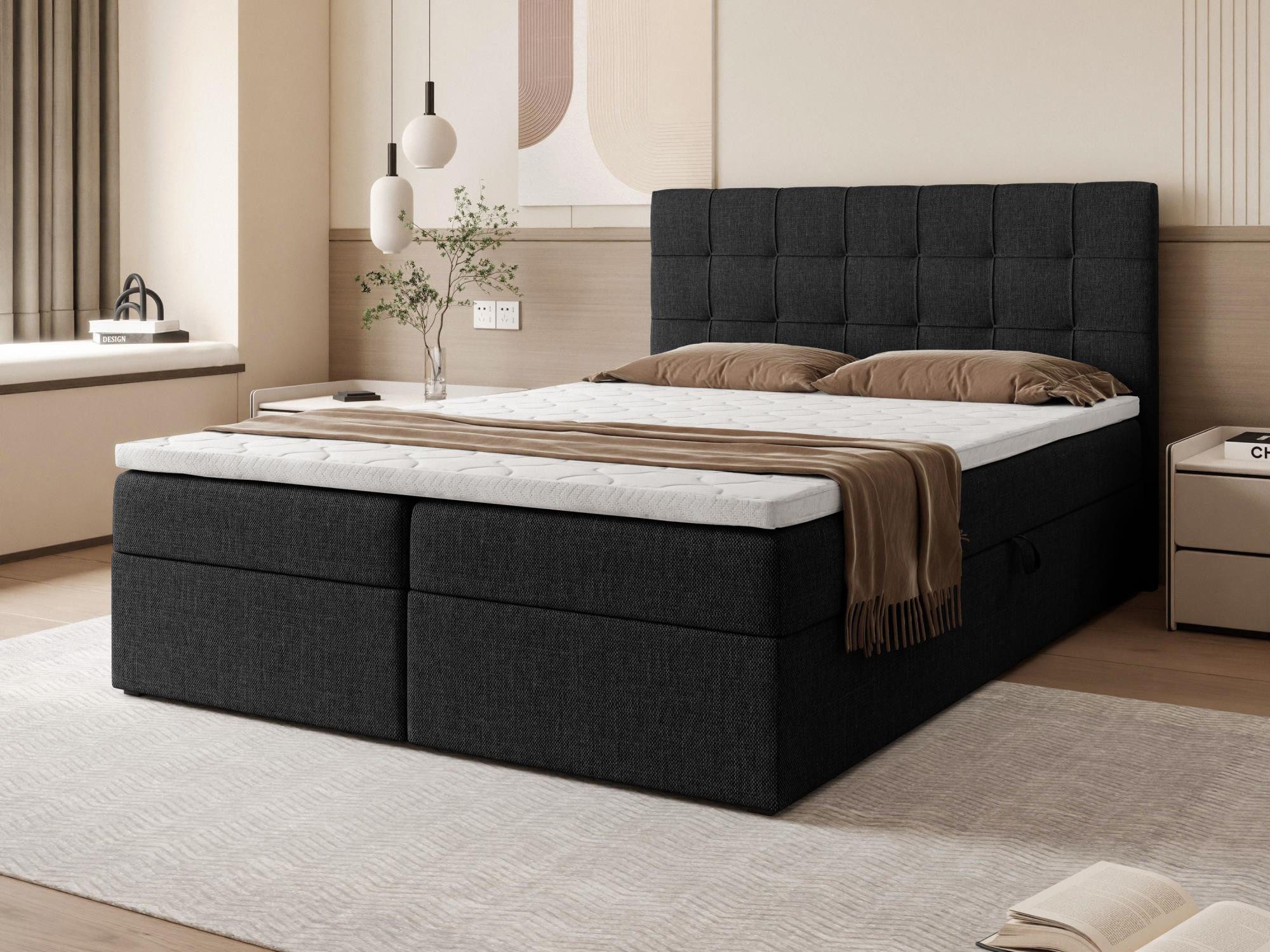 Beautysofa Boxspringbett mit Bettkasten Topiq II, günstig online kaufen