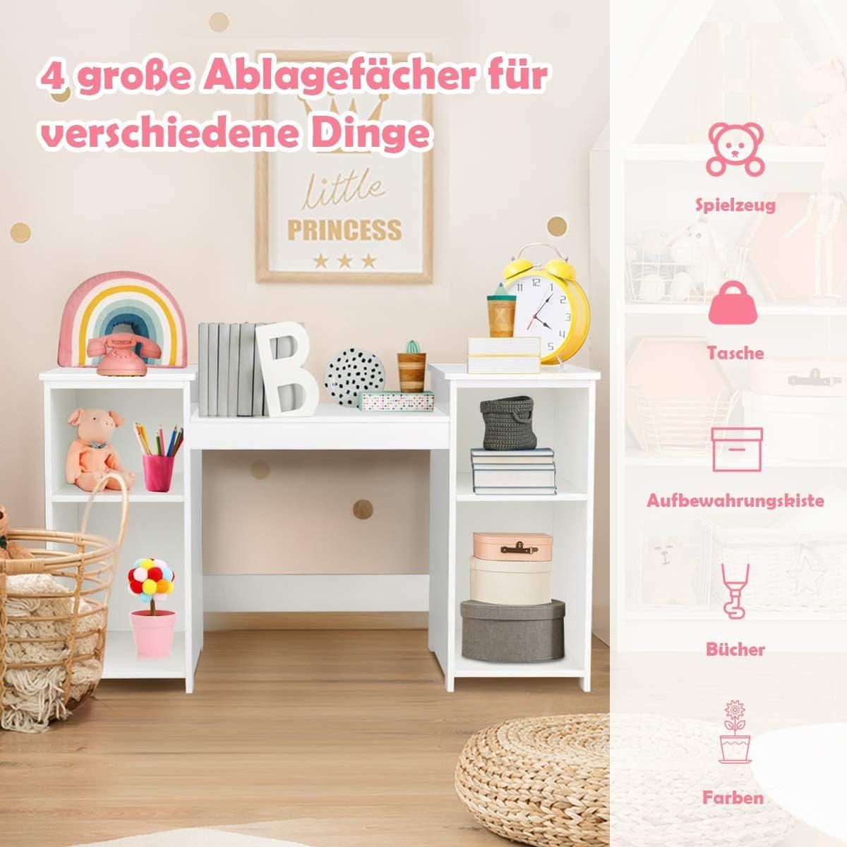 KOMFOTTEU Schminktisch Kinder, mit abnehmbarem Spiege günstig online kaufen