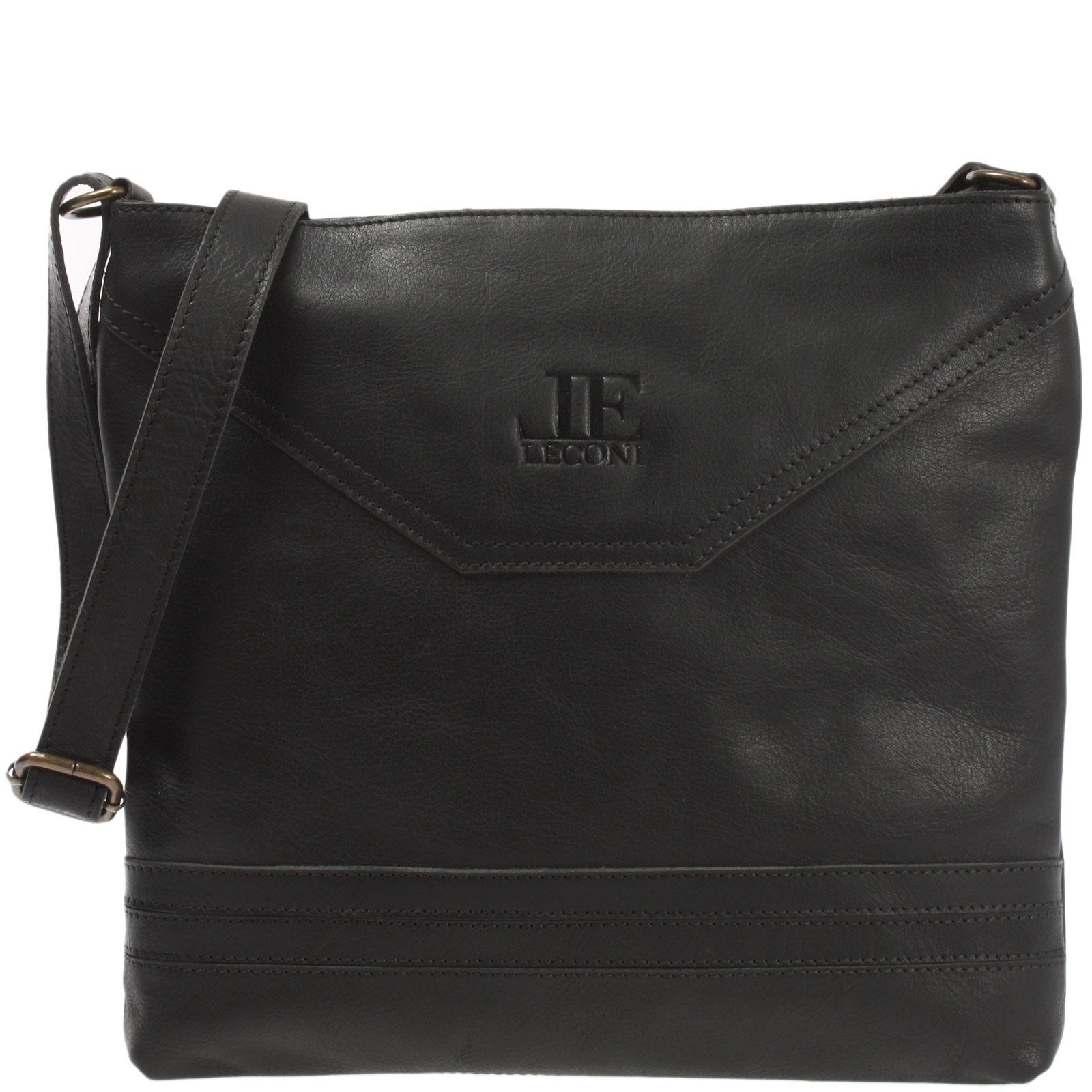 LECONI Umhängetasche Handtasche Ledertasche Damen Schultertasche Leder braun LE0066