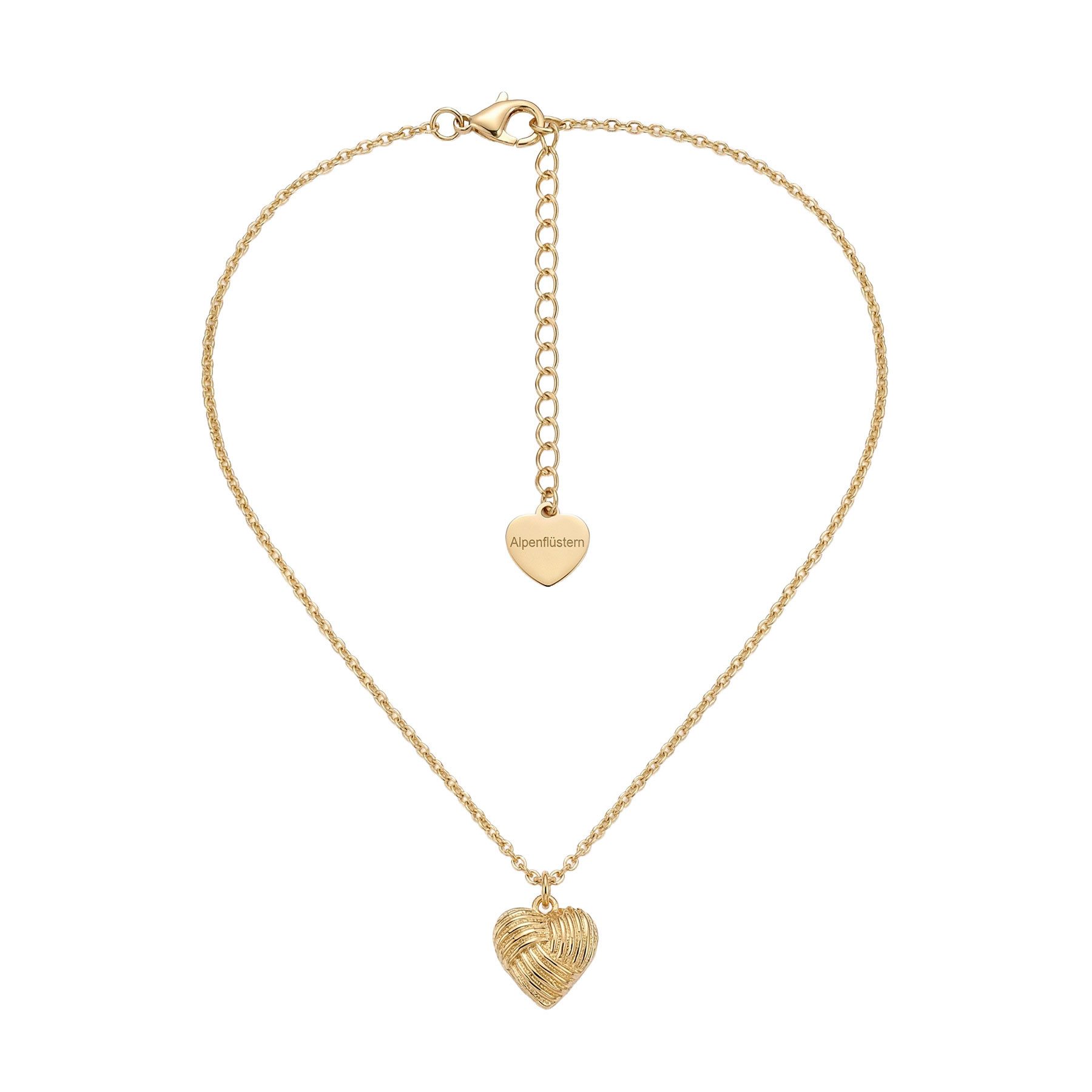 Alpenflüstern Collier Trachten-Halskette Knotenherz (gold-farben), - Damen-Trachtenschmuck, Dirndlkette, Trachtenkette