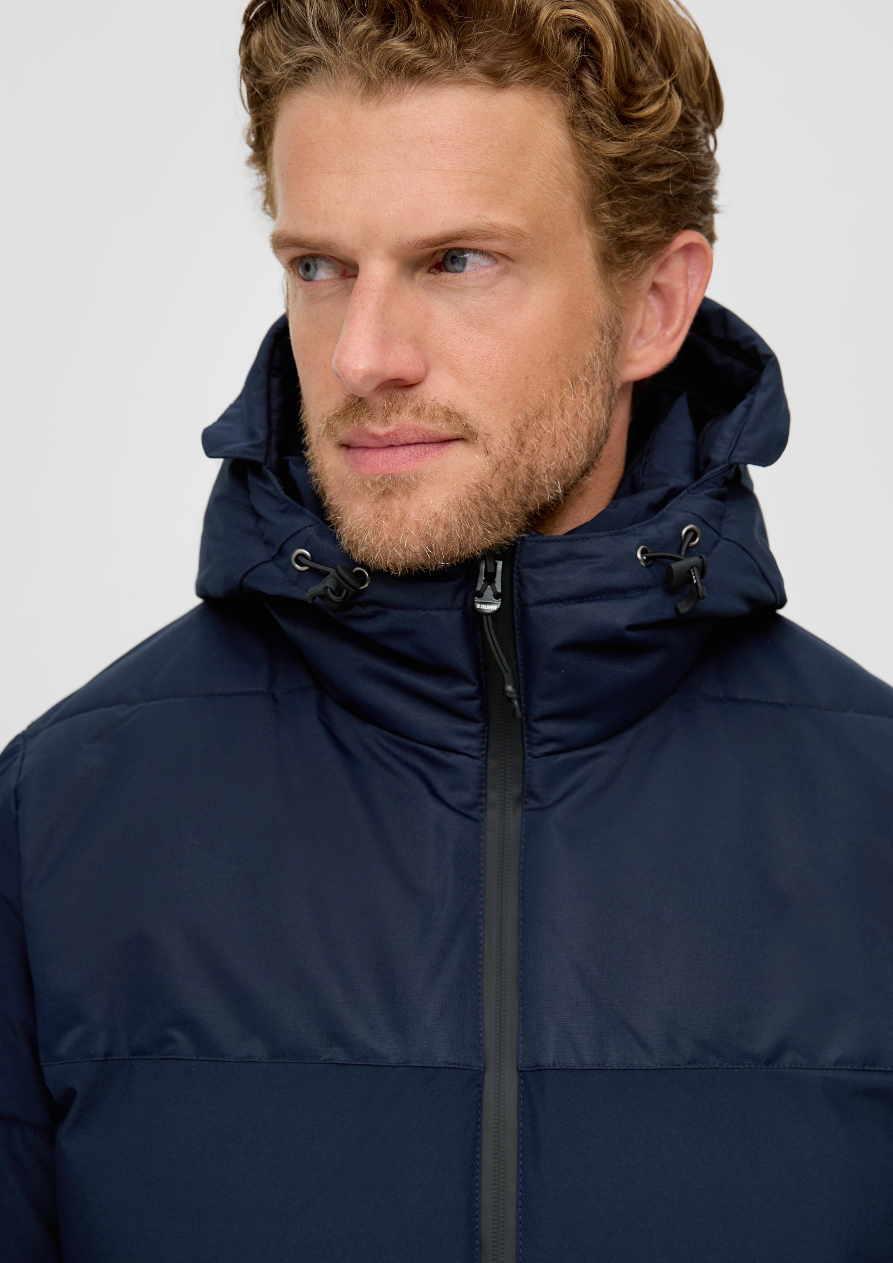 s.Oliver Label-Patch Bicolor-Optik Allwetterjacke in Steppjacke navy