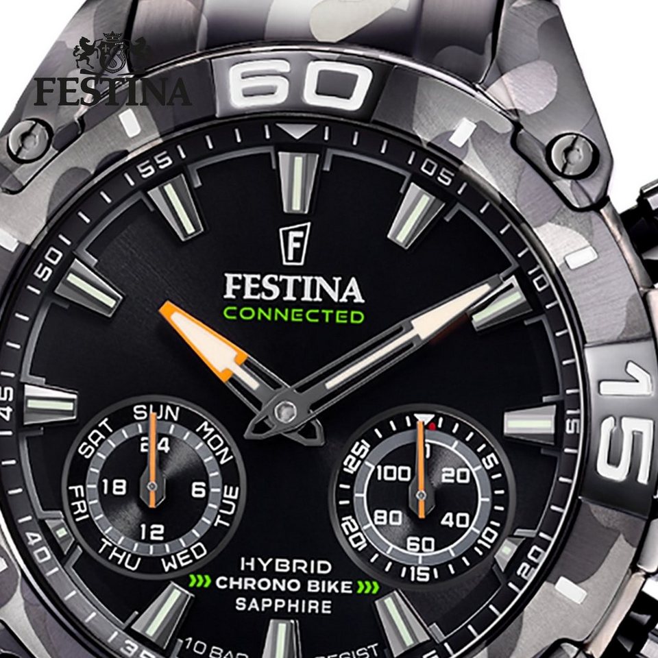 Festina Chronograph Chrono Bike 2021 - Special Edition Connected, F20545/1,  (Set, 2-tlg., mit Wechselband), ideal auch als Geschenk, Boden verschraubt