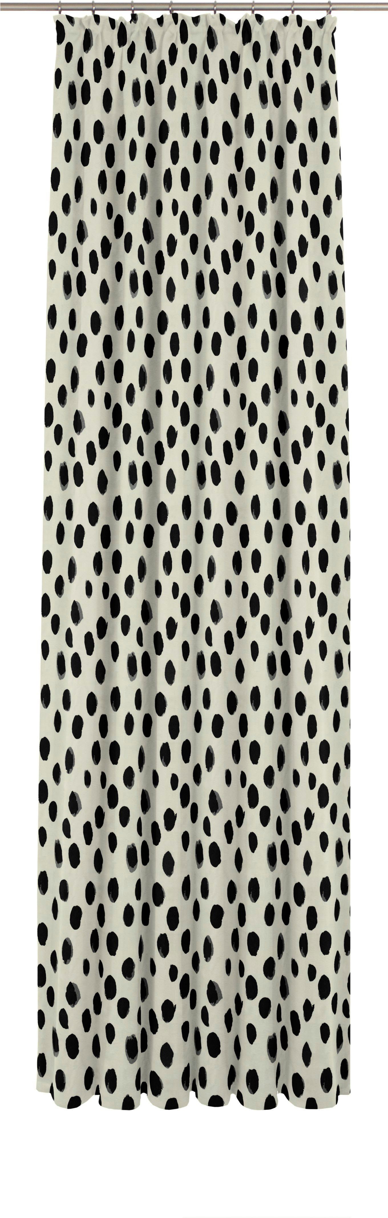 Vorhang Dots, Kräuselband nachhaltige naturweiß/schwarz (1 Jacquard, Adam, St), Materialien blickdicht