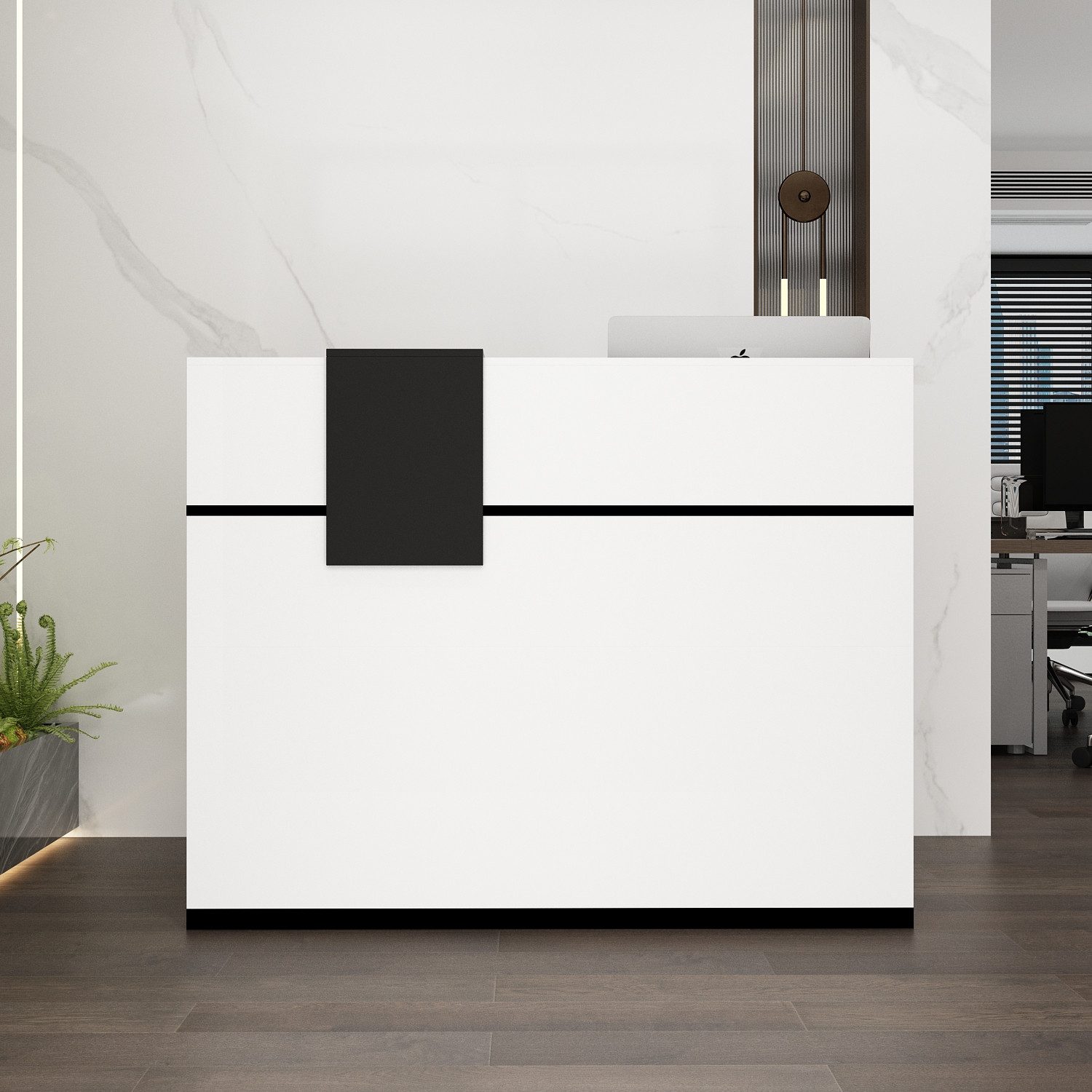 HOMSEE Empfangstheke Rezeption mit abschließbarer Schublade & Schrank, 140x60x110 cm (1-St), Stilvolle Empfangstresen für Friseursalon, Schönheitssalon, Büro
