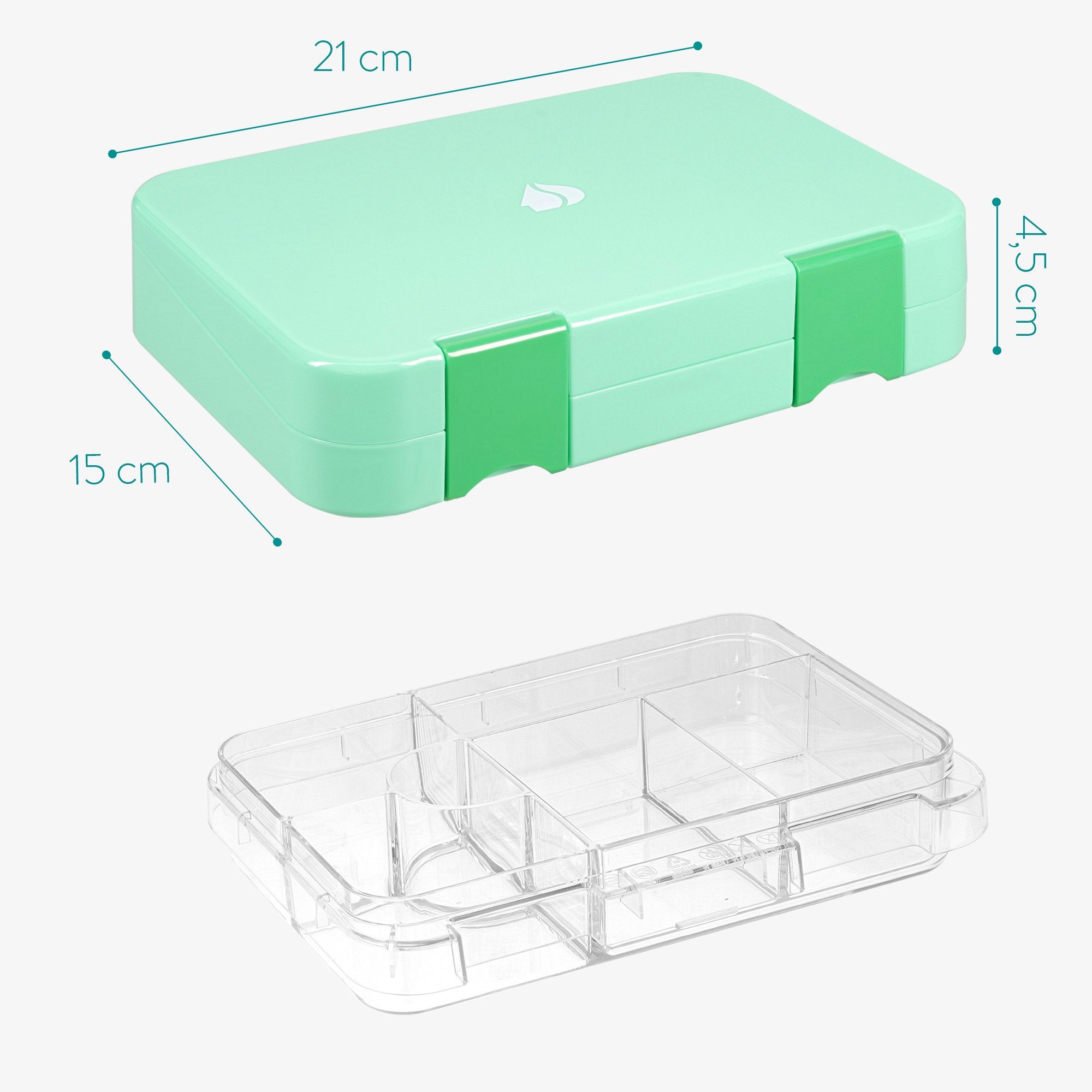 Lunch Box mit auslaufsicher Vesperbox Navaris Bento Fächern, Box - Brotdose Lunchbox Kunststoff Grün