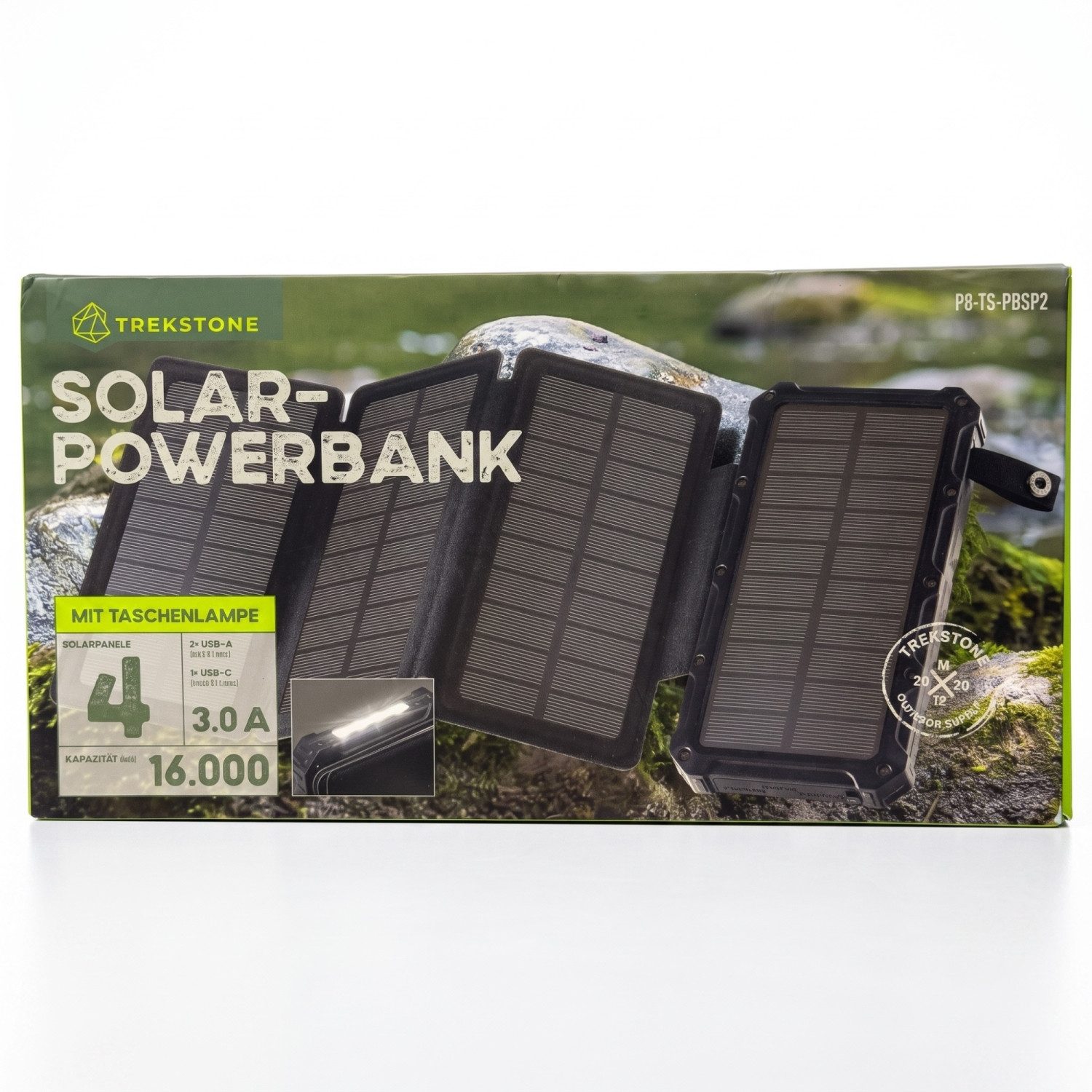 Kremer Trekstone SOLAR-POWERBANK 16.000 mAh 2x USB-A 1x USB-C Schwarz Powerbank