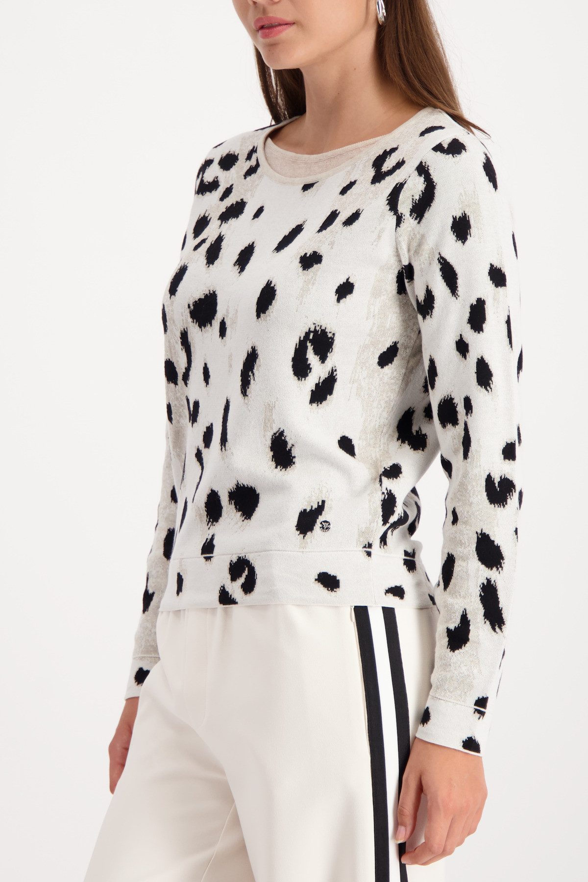 Monari Rundhalspullover Pullover Leo Jacquard Regular fit mit doppeltem Run günstig online kaufen