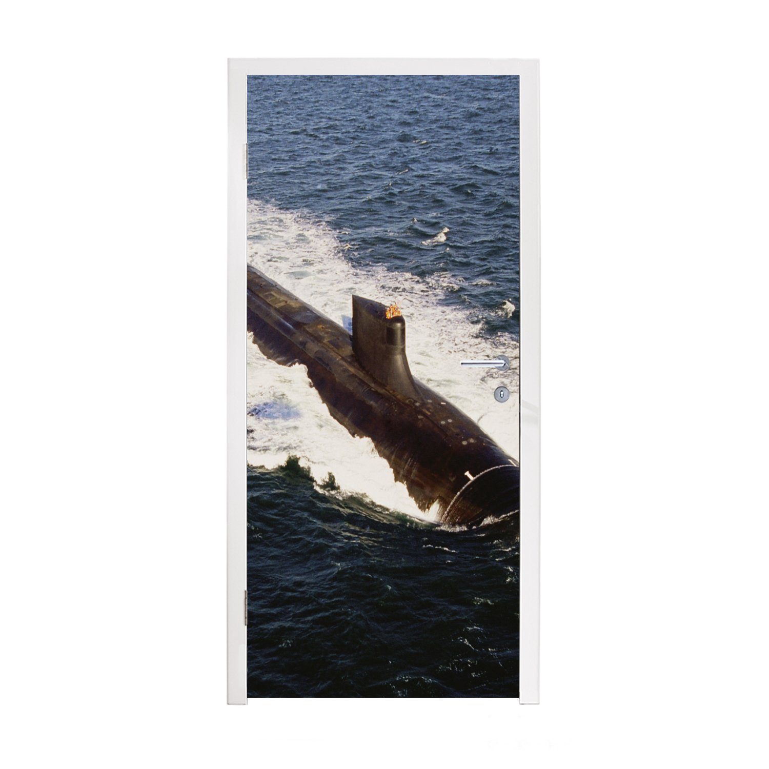 MuchoWow Türtapete Ein U-Boot geht unter Wasser, Matt, bedruckt, (1 St), Fototapete für Tür, Türaufkleber, 75x205 cm