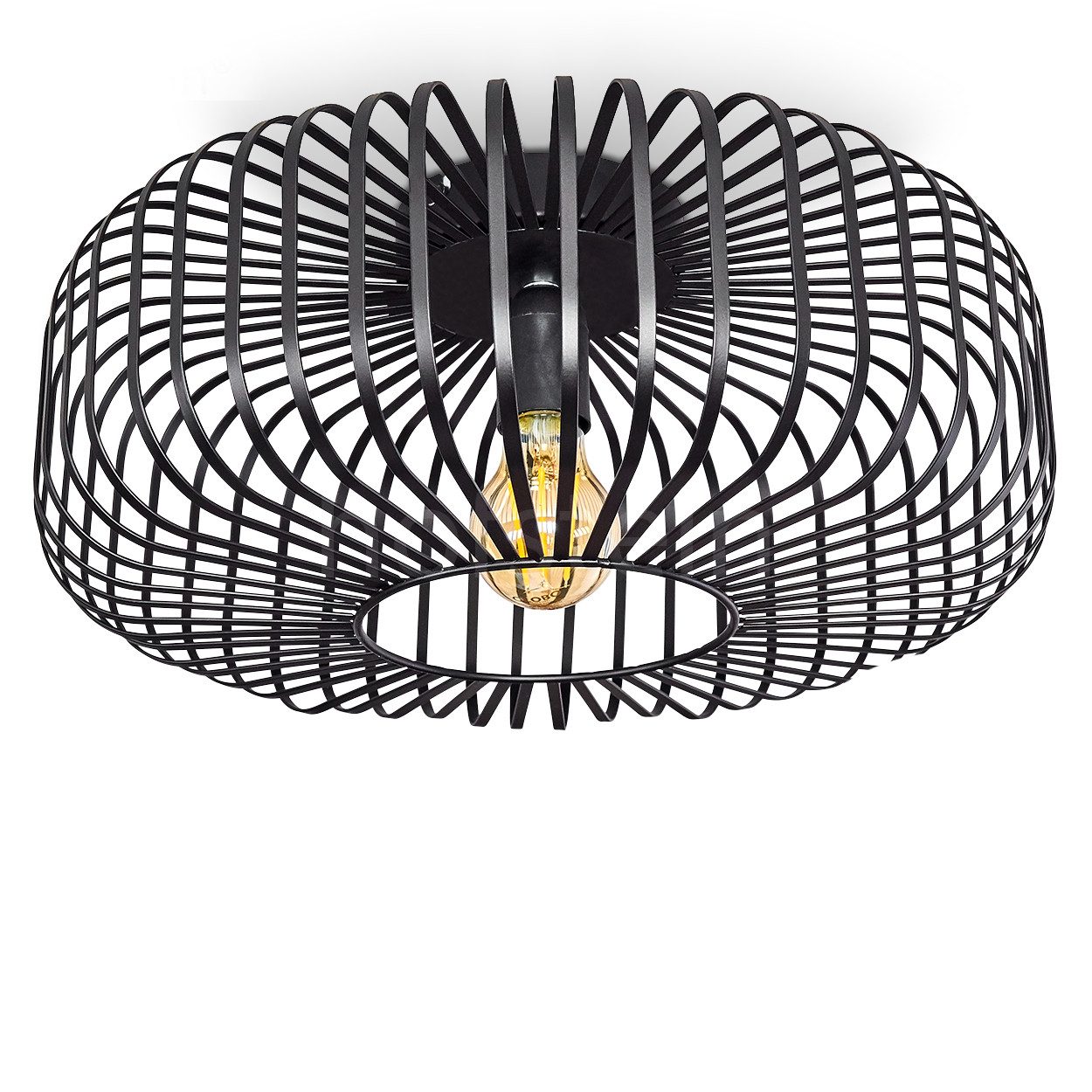 hofstein Deckenleuchte »Pieris« Deckenlampe aus Metall in Schwarz, ohne Leuchtmittel, E27, Leuchte m. Gitter u. Lichteffekt an der Decke