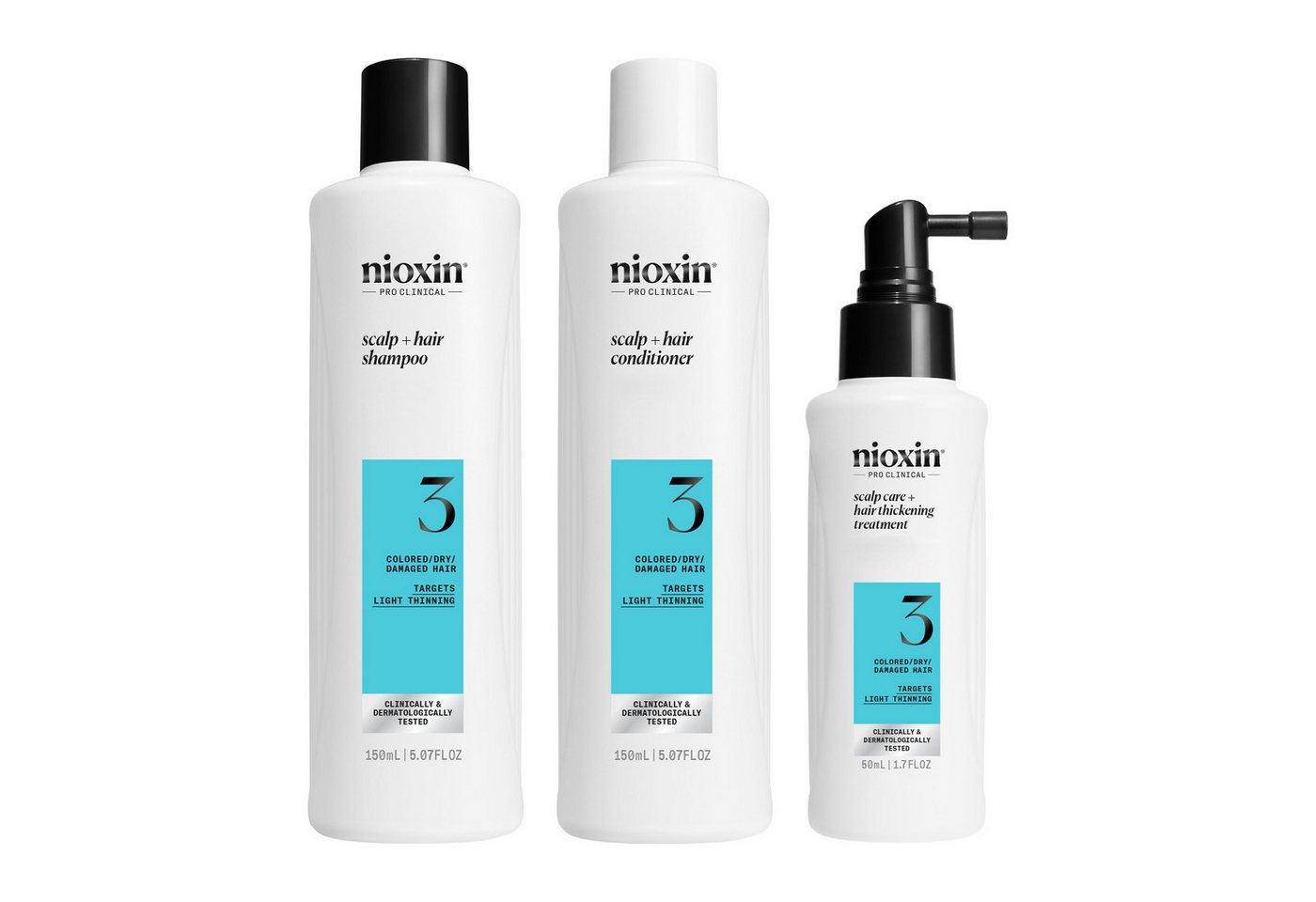 Nioxin Haarspülung NIOXIN SCALP + HAIR THICKENING SYSTEM 3, 3-tlg., Schützt & stärkt dünner werdendes Haar vor Haarbruch