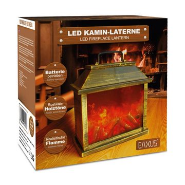 EAXUS Elektrokamin LED Kamin - Deko Elektrokamin Laterne, Flammen, Täuschend echter Flammeneffekt, Holz-Optik