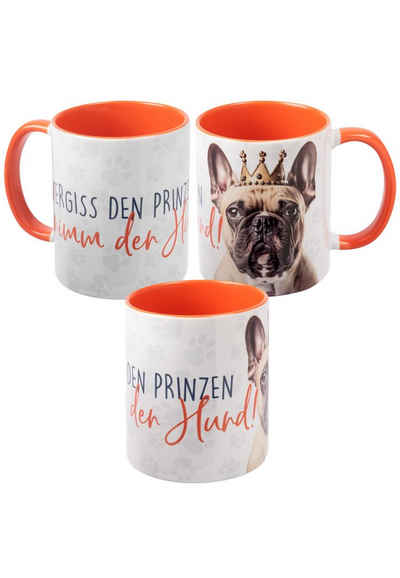 United Labels® Tasse Hunde Tasse - Mops Vergiss den Prinzen Keramik Weiß Orange 320 ml, Keramik