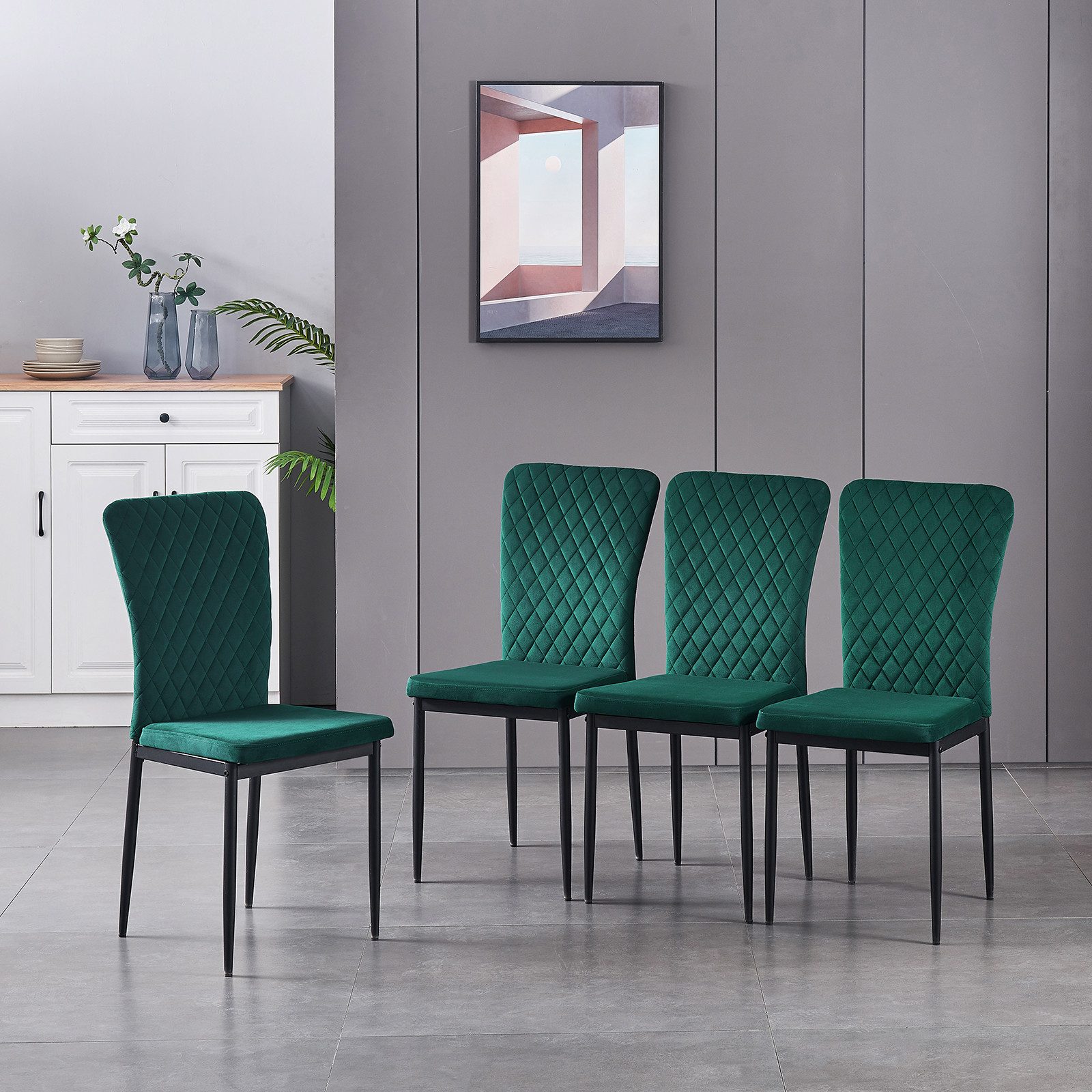 JYMTOM Esszimmerstuhl Samt/Kunstleder, hoher Lehne, Metallgestell, günstig online kaufen