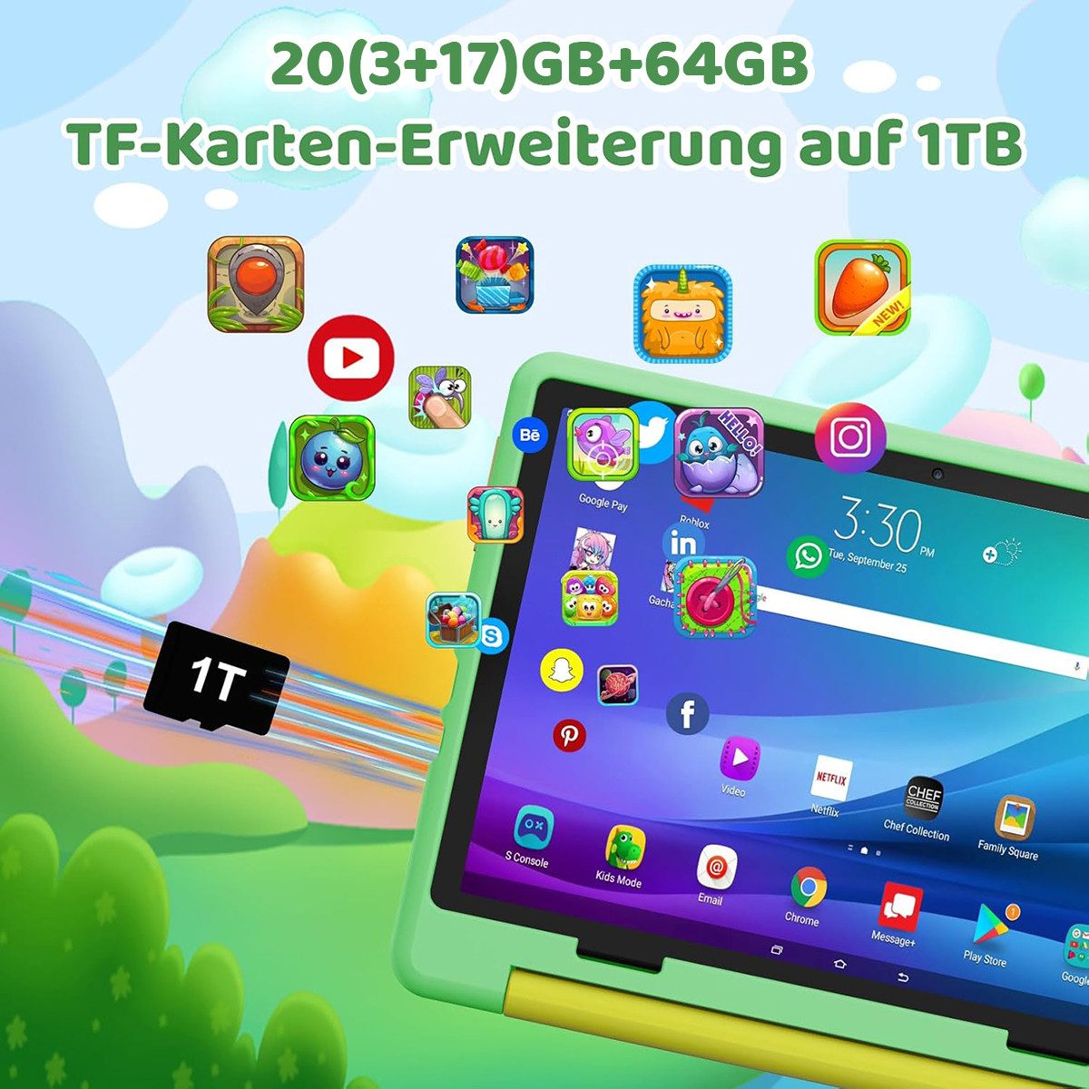 BUFO 10 Zoll Android 16, 24(3+21)GB RAM+64GB, 1280x800 HD IPS, Kinder Tablet (10", 64 GB, Android 16, WiFi 6, Robuste Schutzhülle, Vorinstallierte Lernapps, GMS-Zertifizierung)