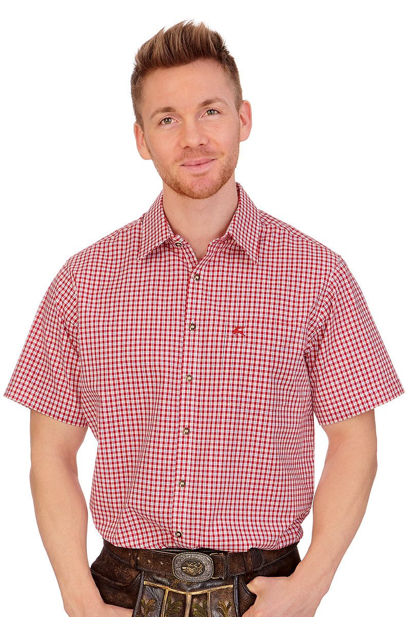 Orbis Textil GmbH & Co. KG Trachtenhemd Trachtenhemd - NARIUS - dunkelgrün, kornblau, mittelrot