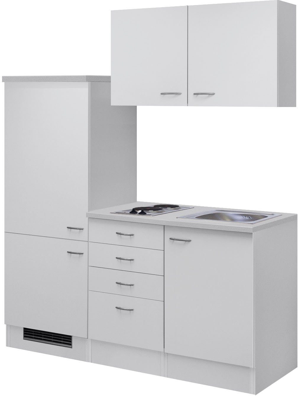 Flex-Well Küche Wito, Einbau-Kühlschrank, Spüle und 160 Gesamtbreite mit Kochfeld cm