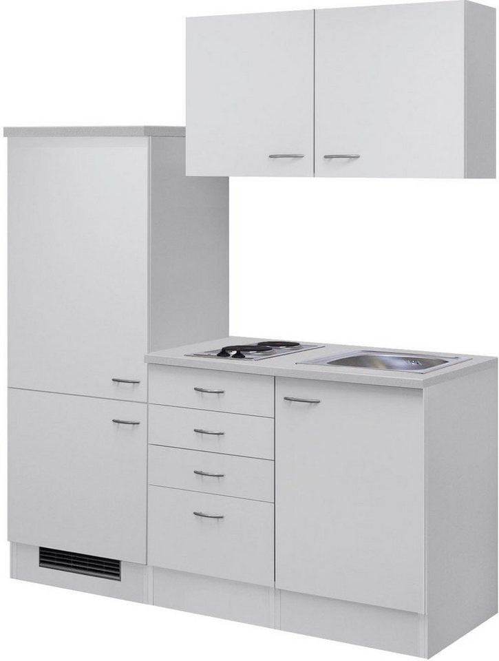 Flex-Well Küche Wito, Gesamtbreite 160 cm, mit Einbau-Kühlschrank, Kochfeld  und Spüle