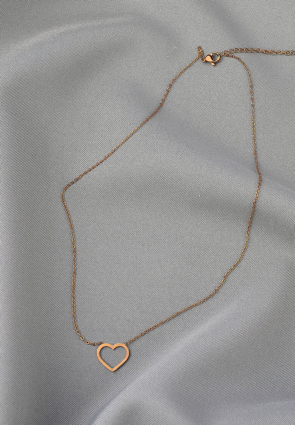 ANELY Kette mit Anhänger Edelstahl Halskette mit Herz Anhänger (1-tlg), 7107 in Roségold