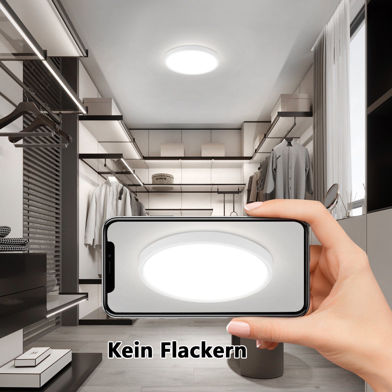 Nettlife LED Panel Kaltweiß Deckenleuchte Flach Rund Ø22cm Tageslichtweiß 6500K Panel, LED fest integriert, Kaltweiß, für Flur, Küche, Esszimmer, Wohnzimmer, Schlafzimmer, Kinderzimmer
