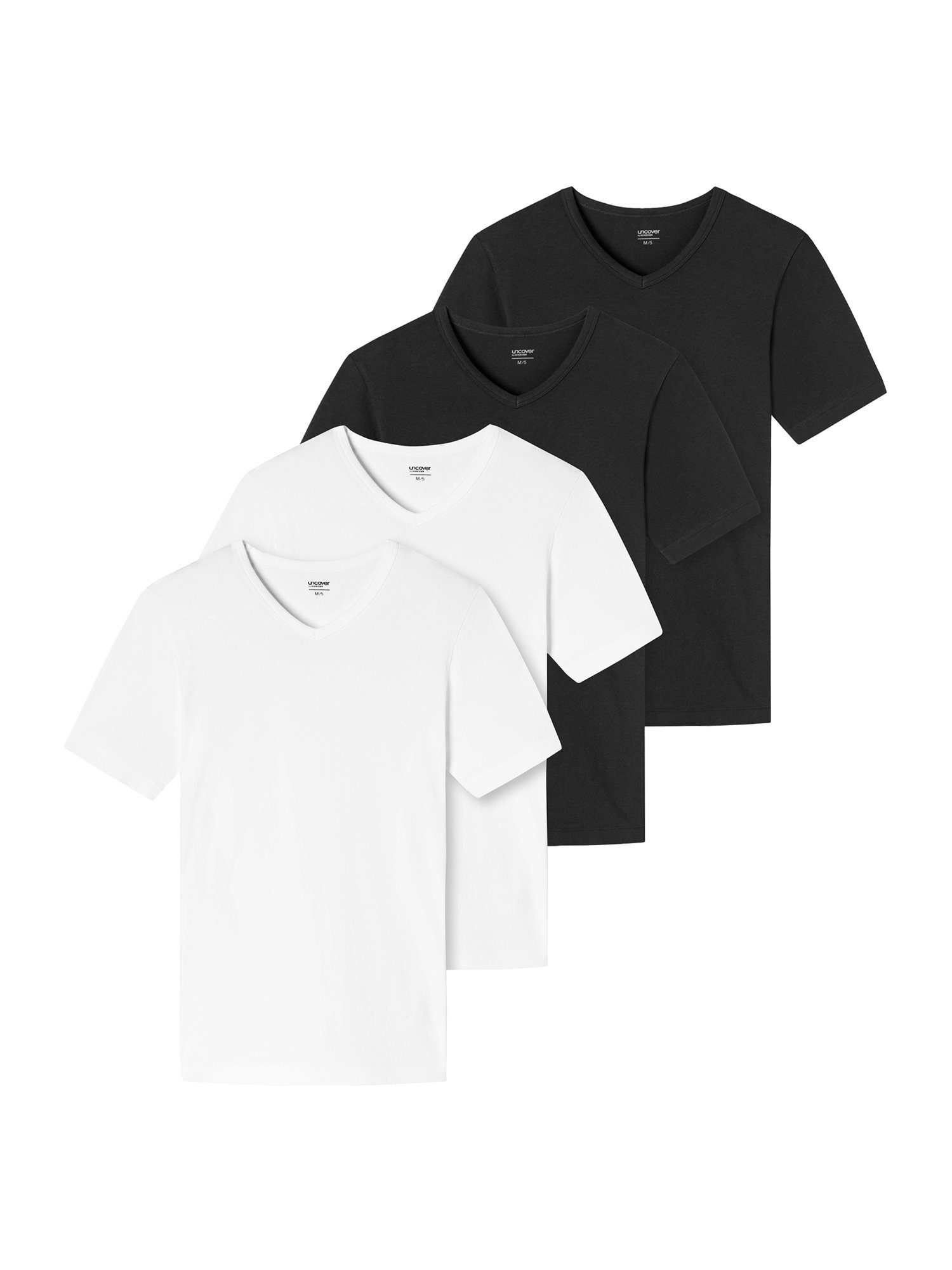 Schiesser T-Shirt Multi (4-tlg) schwarz-weiss | V-Shirts