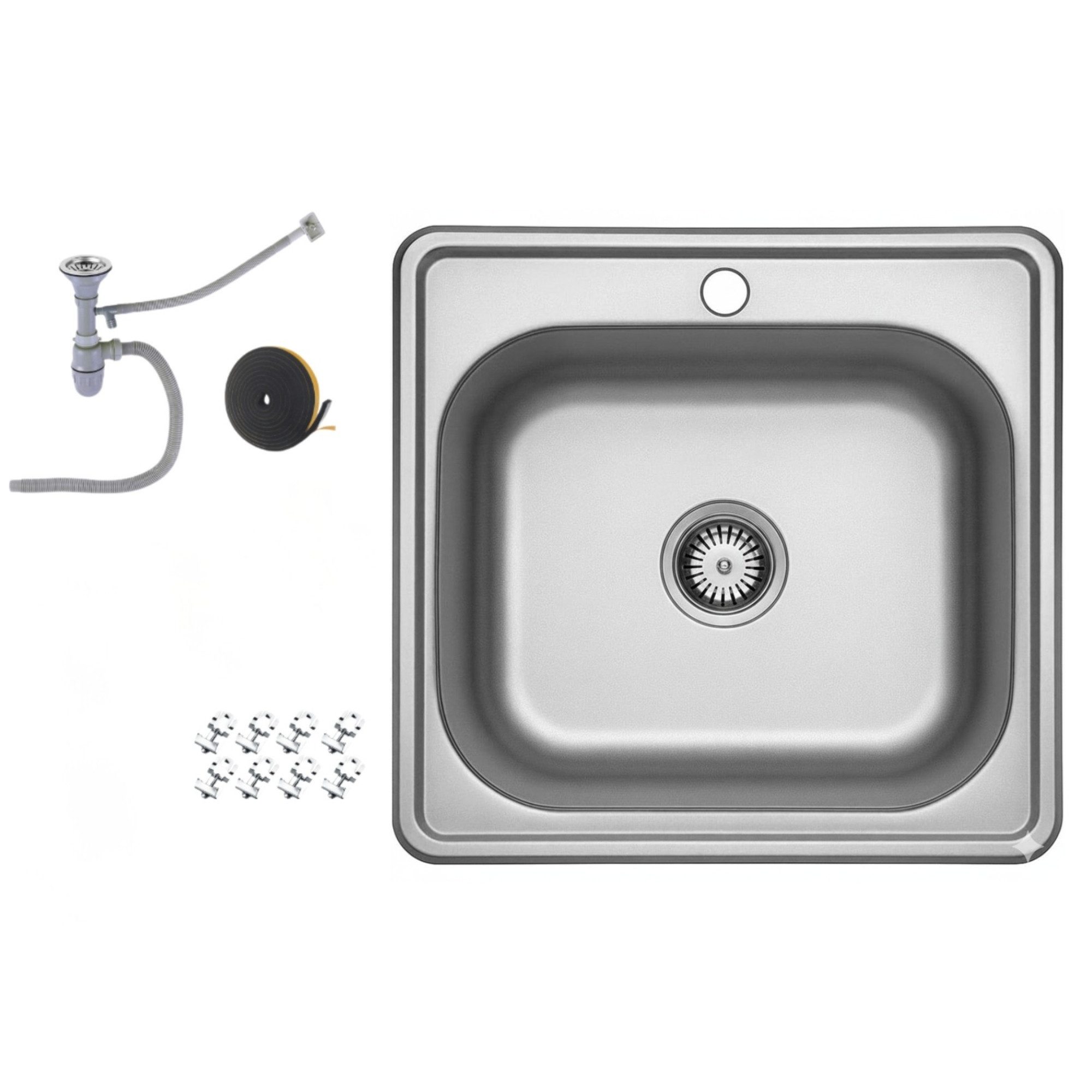 Faizee Möbel Edelstahlspüle Edelstahlspüle 48x48 cm Edelstahl inkl. Siphon-Set, Ohne Armatur