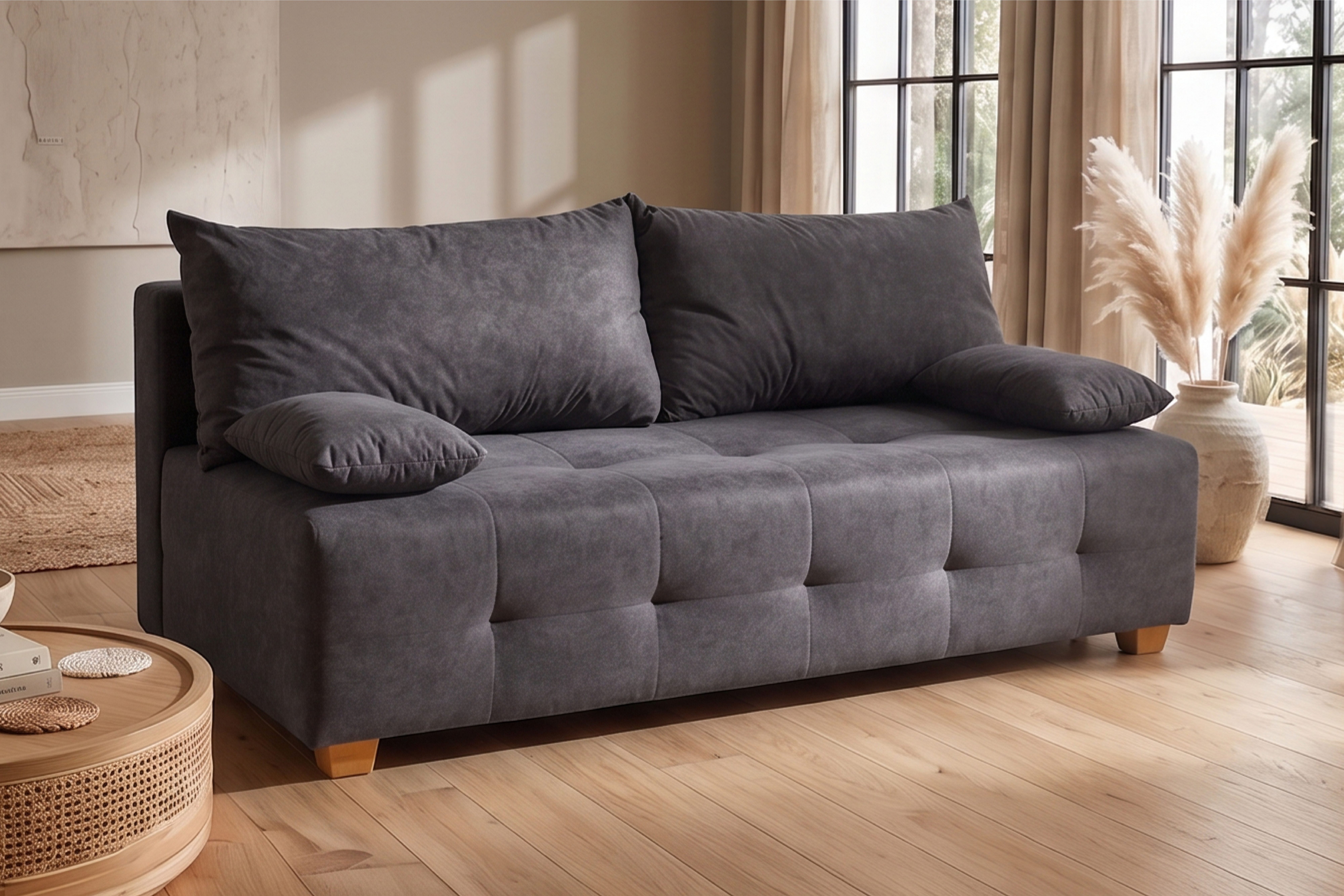 OTTO home Schlafsofa Bella, B: 196 cm, Liegefl. 145x196 cm, Schlaffunktion, Bettkasten & 2 Armlehnenkissen, Federkern