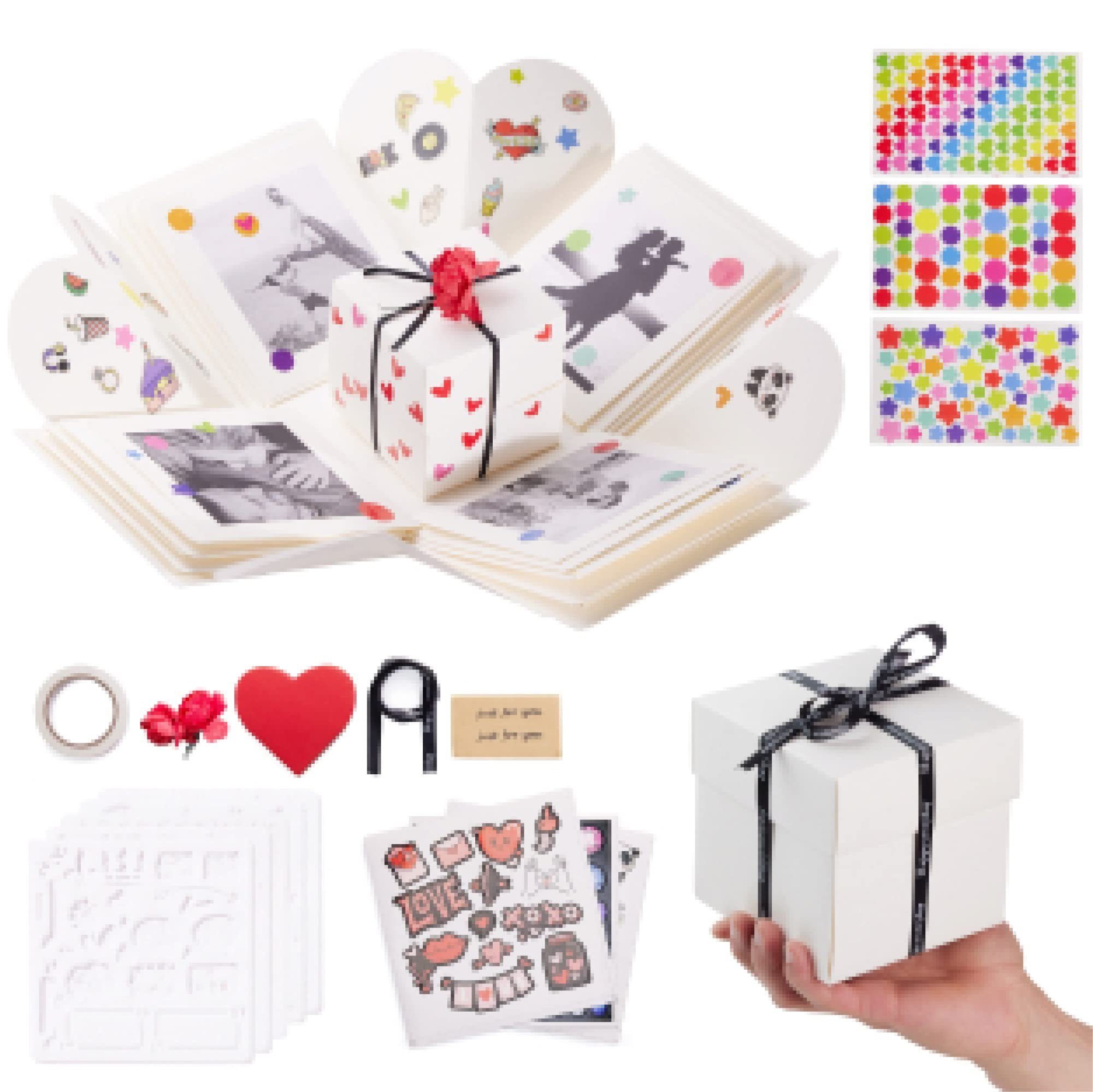 int!rend Fotoalbum DIY Geschenkbox Set - Kreative Überraschungsbox, Geschenkbox Bastelset 12,5x12,5x12,5cm
