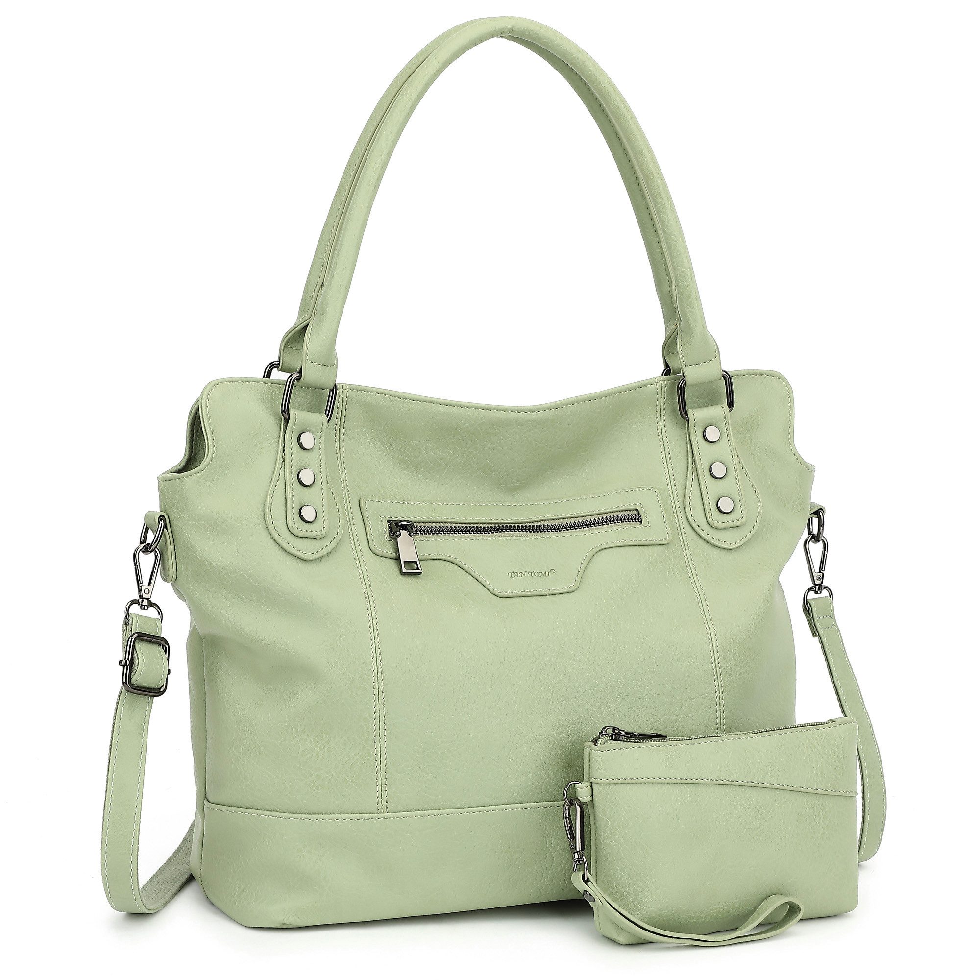 TAN.TOMI Handtasche Damen Schultertasche - Set Shopper Umhängetasche Henkeltasche, Mit abnehmbarem Schultergurt für Einkauf Reise Büro Schule