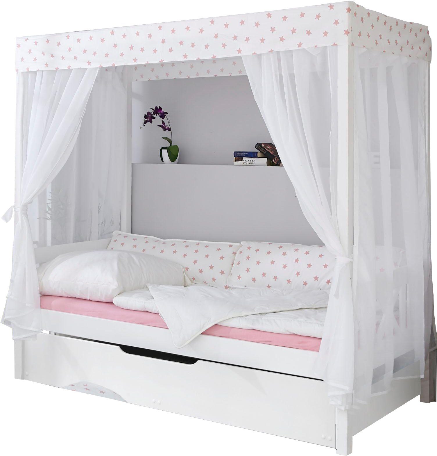 Ticaa Himmelbett "Lino", Himmelbett, inkl. Schubkasten und Rollrost günstig online kaufen