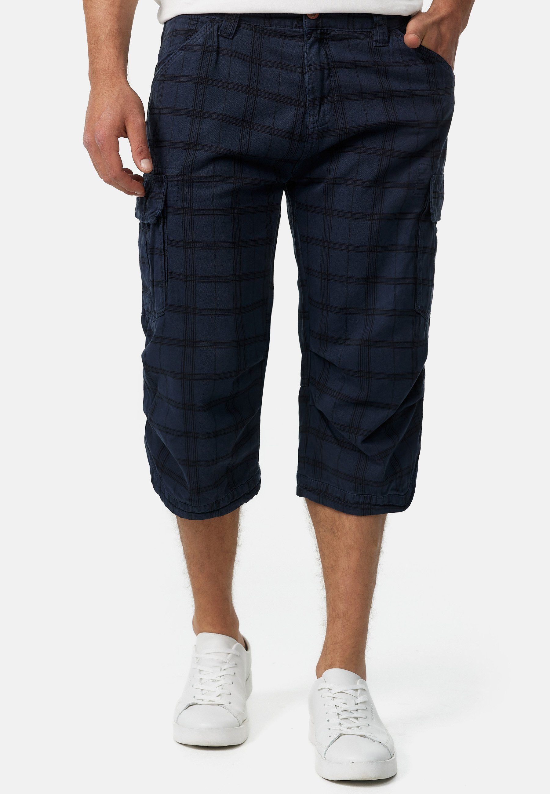 Nicolas Check Check Navy Cargoshorts Indicode