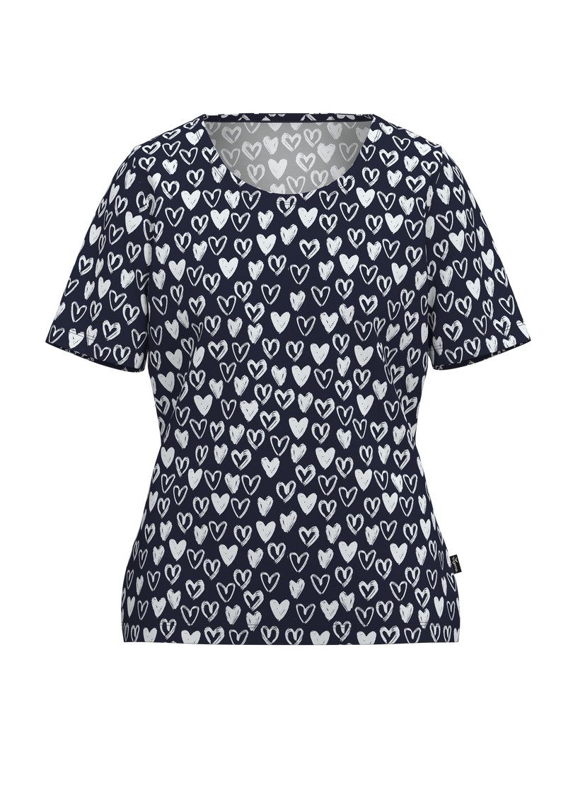 Trigema T-Shirt TRIGEMA T Shirt mit Allover-Druck "Herzen" (1-tlg)