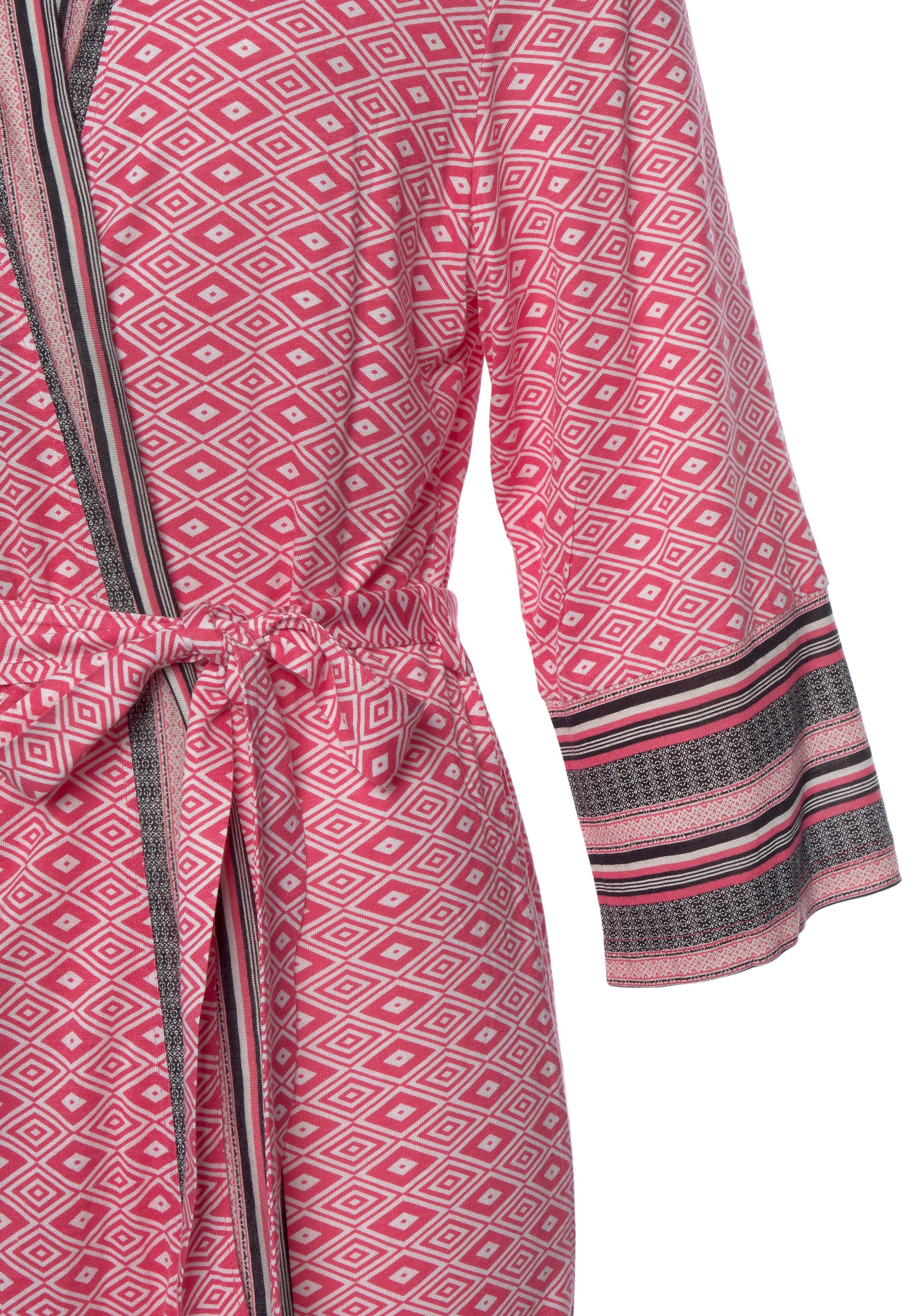 Kurzform, Kimono-Kragen, Vivance Gürtel, Single-Jersey, in Dreams gemustert pink Ethno-Design schönem Kimono,