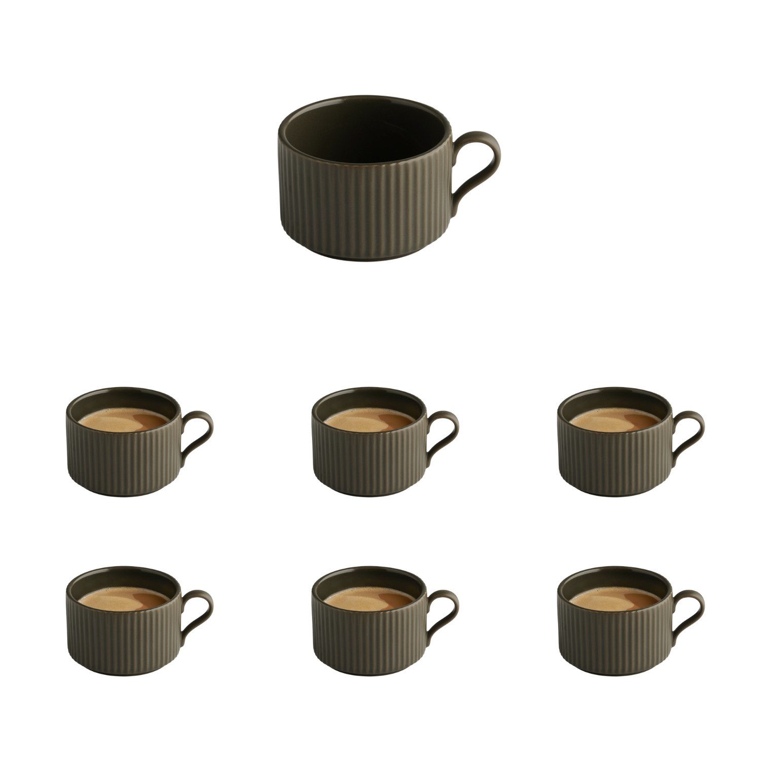 APS Cappuccinotasse THE GRID, 6-tlg., Porzellan, Ø 9 cm, H: 6 cm, 200 ml, Porzellan