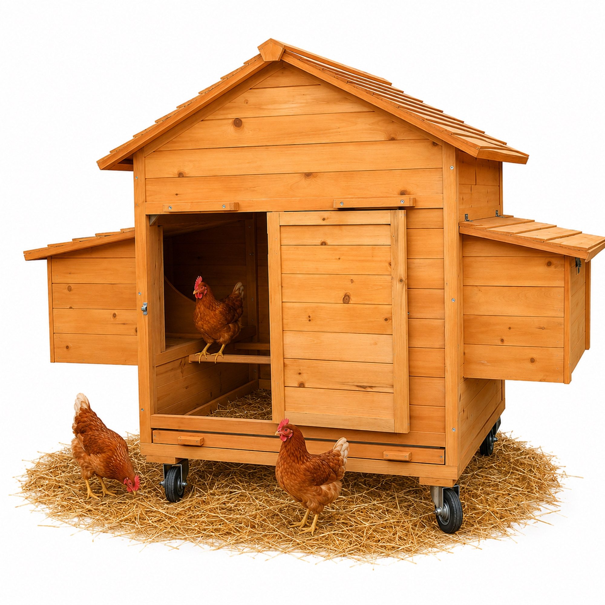 Hühnerstall Rollbarer Hühnerstall inkl. 2 Nestboxen Rampe Hühnerhaus
