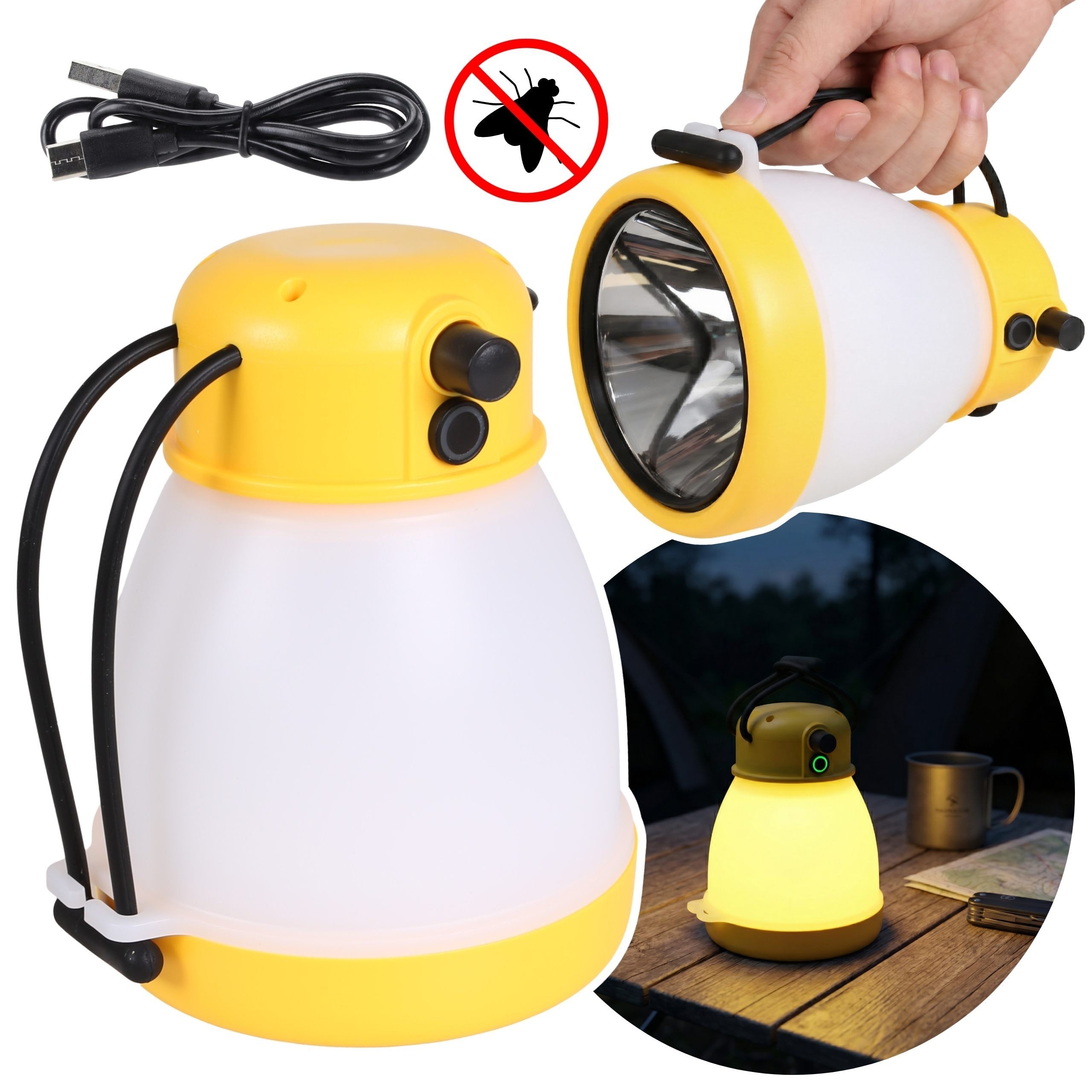 Sarcia.eu Laterne LED Campinglampe mit Akku, 2in1 Insektenlampe, tragbar