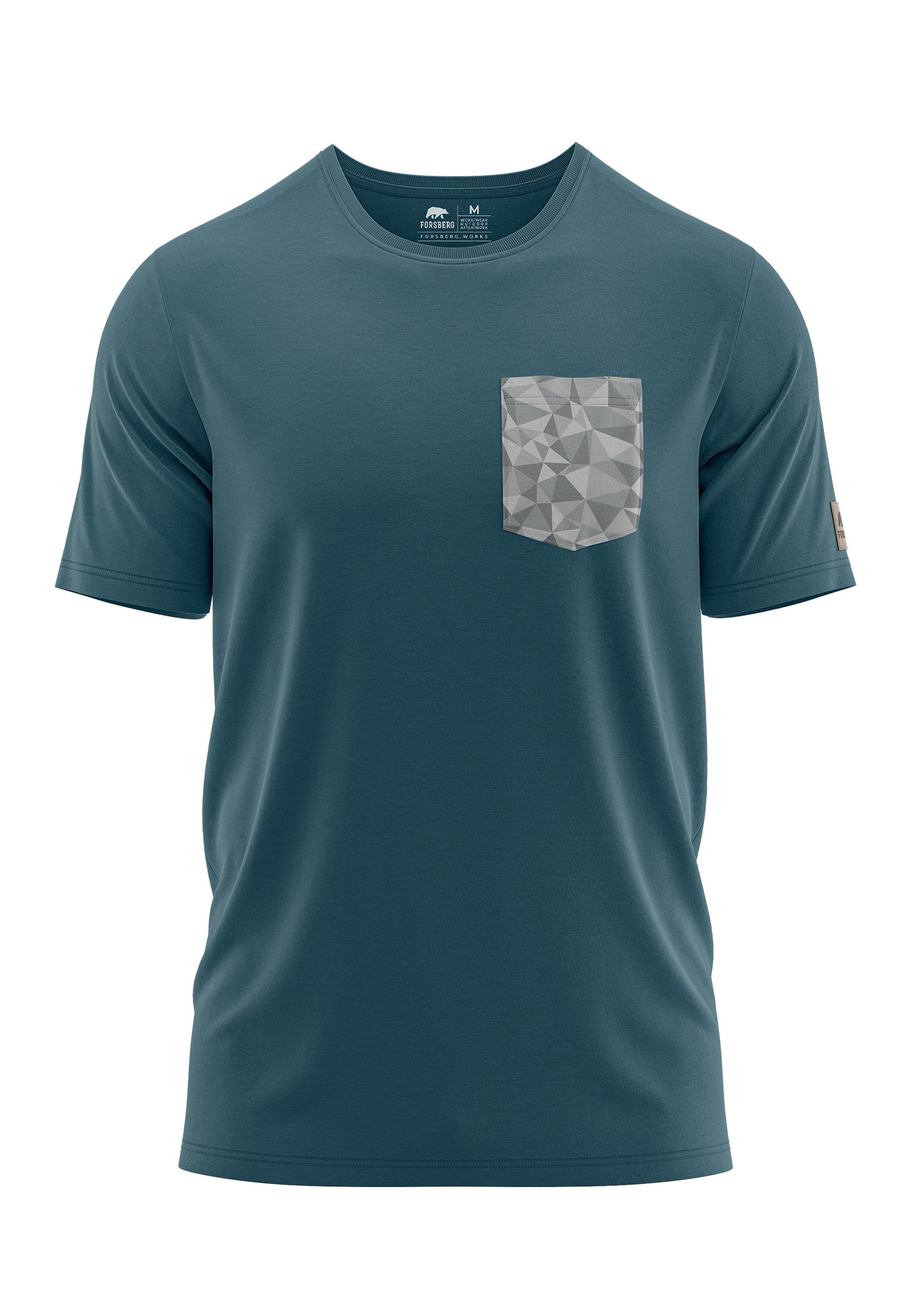 T-Shirt T-Shirt mit Brusttasche im polygonen Design