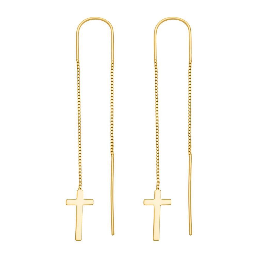 Unique Paar Ohrhänger Kreuz-Ohrhänger 925er Silber gold SE0754 günstig online kaufen