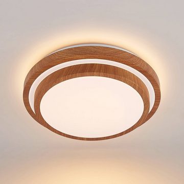 Lindby LED Deckenleuchte Vaako, LED-Leuchtmittel fest verbaut, warmweiß, Modern, Eisen, Aluminium, Kunststoff, holz hell, weiß, 1 flammig