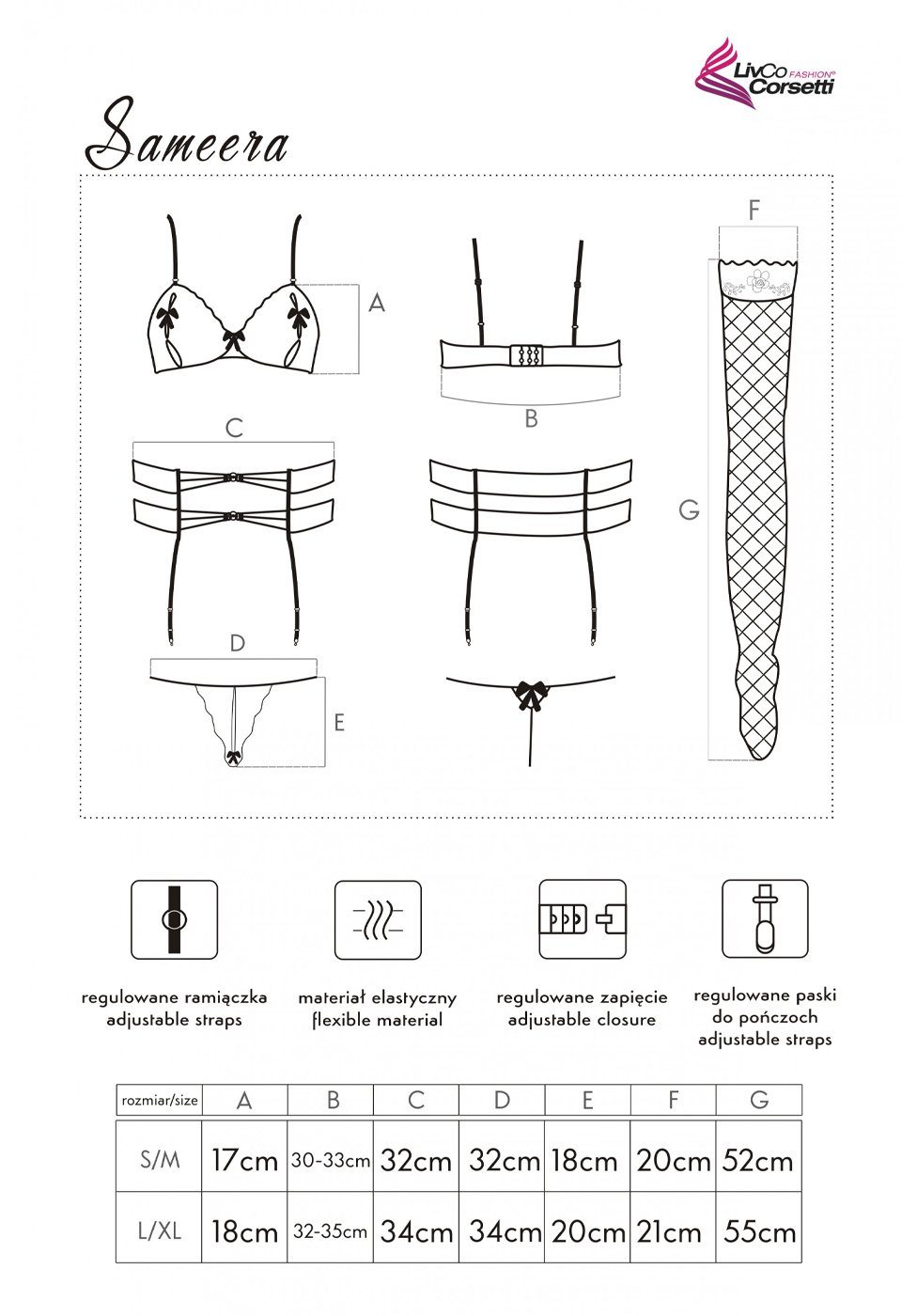Corsetti String - BH Livco Fashion 5 Set: Strümpfe Set weiß Augenmaske Dessous tlg. Strumpfhalter Bügel-BH