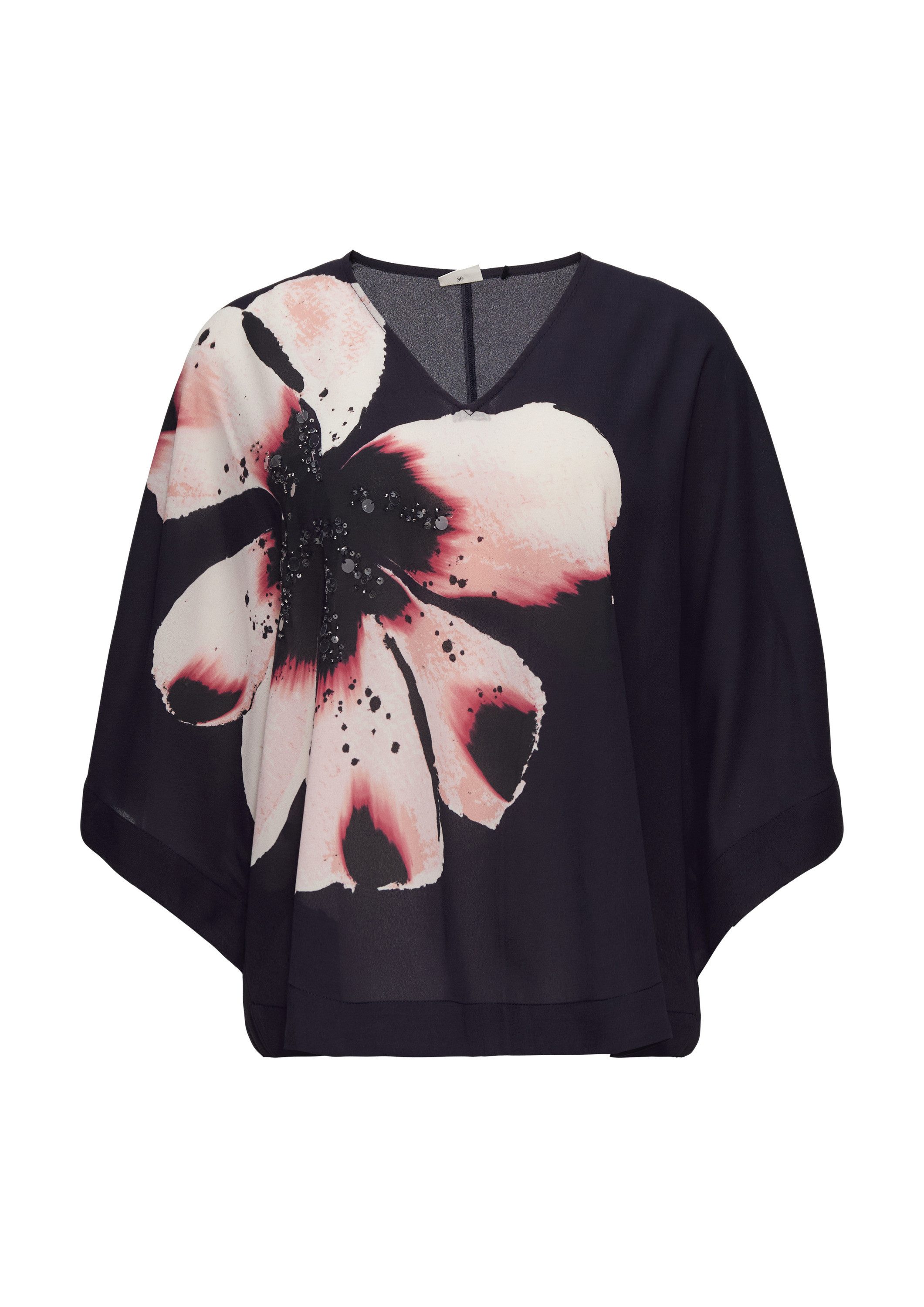 s.Oliver Kurzarmbluse Bluse Verkürzte Crêpe-Bluse im Loose Fit mit Paillett günstig online kaufen