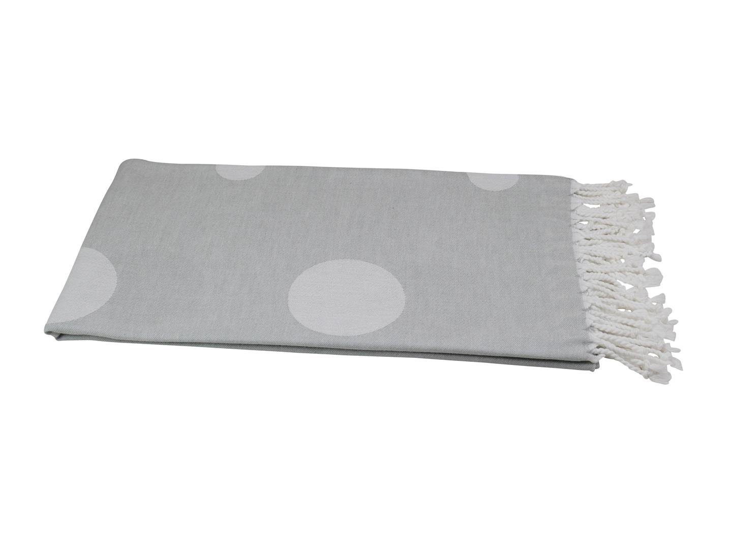cm kompakt grau 100x180 saugstark Hamam my Strandtuch "Punkt-Muster", weiß (1-St), Hamamtuch Baumwolle und