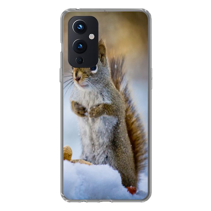 MuchoWow Handyhülle Eichhörnchen - Nüsse - Schnee - Winter - Nagetiere - Jahreszeiten Phone Case Handyhülle OnePlus 9 Silikon Schutzhülle