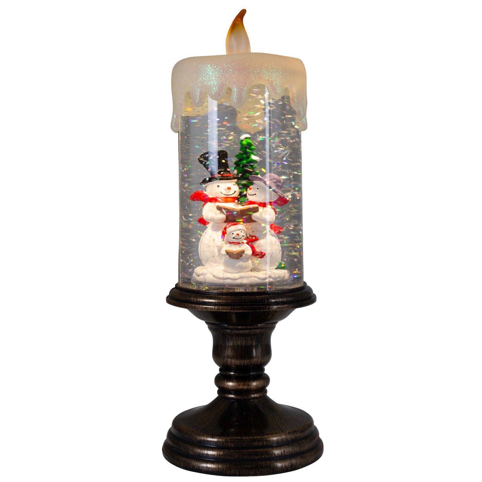 Christmas Paradise LED Laterne Schneelaterne Kerze 29cm, zuschaltbare Weihnachtsmusik, LED, warmweiß, schneit im Inneren, bunt