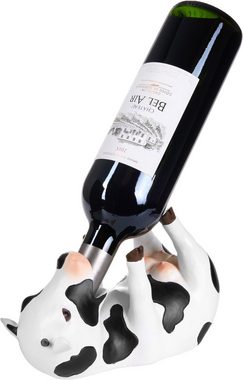 BRUBAKER Weinflaschenhalter Durstige Kuh - Flaschenhalter Trinkende Tiere, (1-St), Flaschenständer lustig - Deko Figur Bauernhof Handbemalt Weinzubehör für Weinbar - Witzige Dekoration - Wein Geschenk