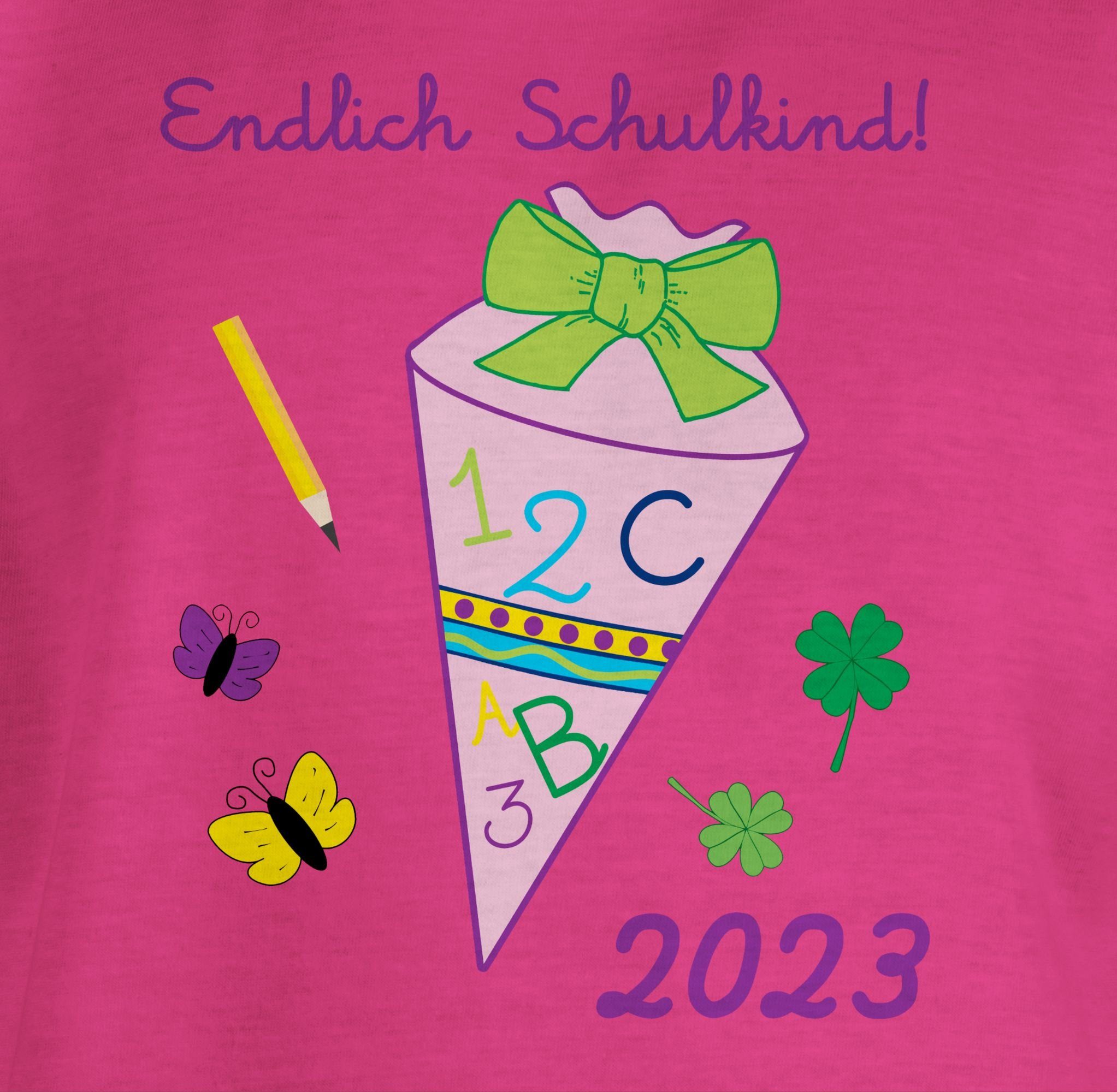 Schulkind Einschulung Mädchen 1 T-Shirt Mädchen 2023 Fuchsia Shirtracer Endlich