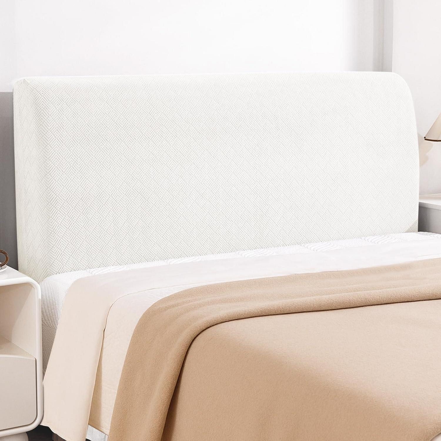 LuxusKollektion Betthusse Bettkopfteil Bezug Stretch 150CM (Geeignete Breite: 140CM-165CM) Weiß