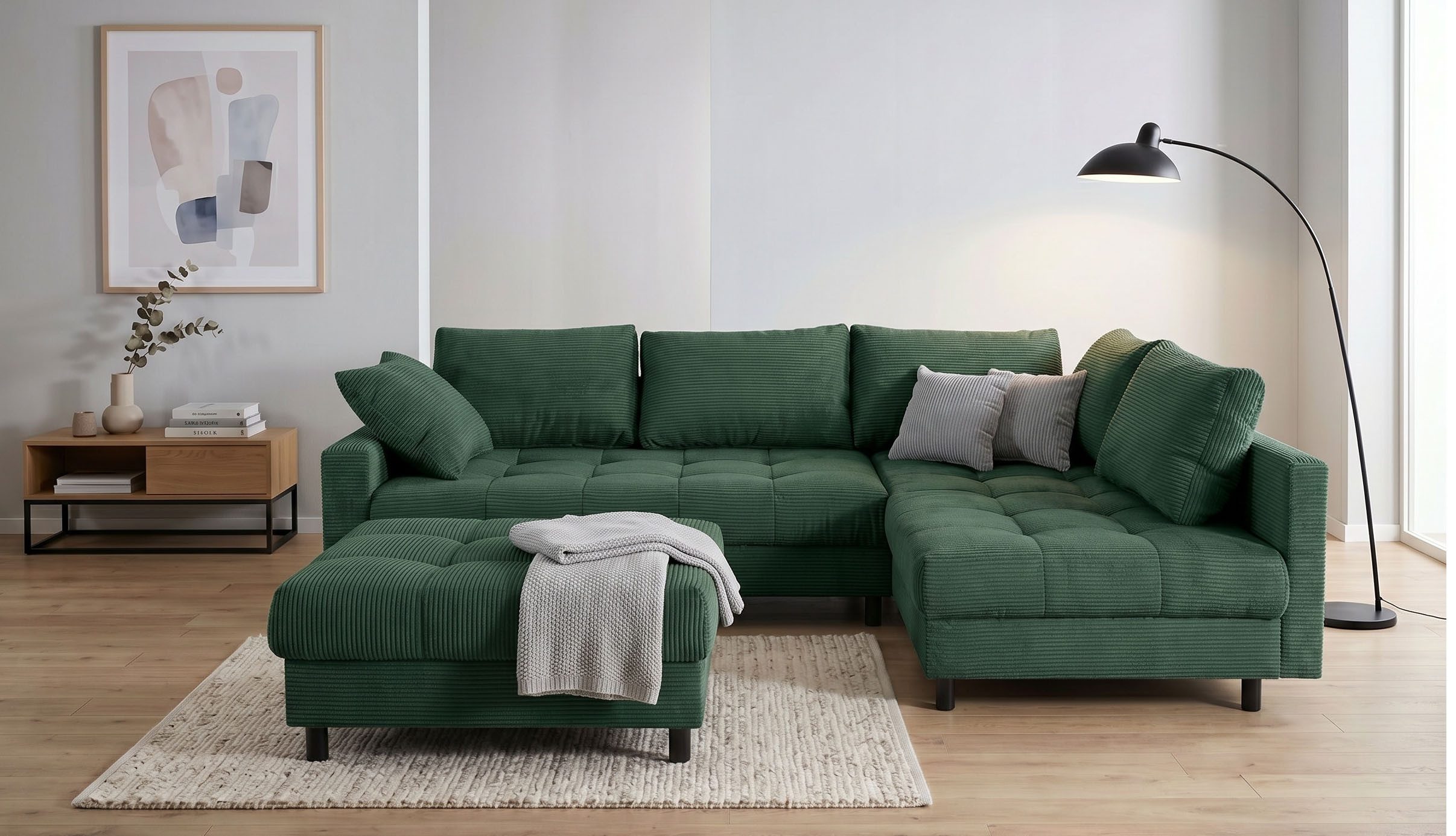 COLLECTION AB Ecksofa Toni XL L-Form B:274 cm Set inkl. Hocker, AKTION mit Pet Topper, Set: Sofa & Hocker, 2 Zierkissen, Bonell-Federkern