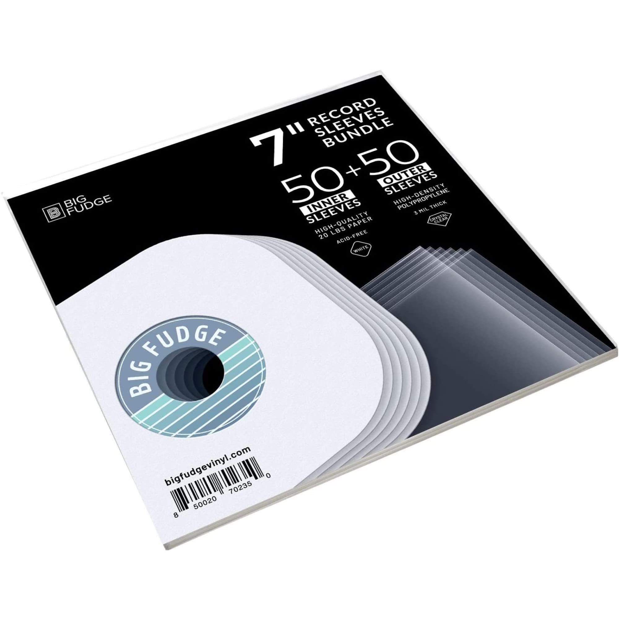 Big Fudge LP-Schutzhülle Vinyl Hüllen Set - 50 Innenhüllen & 50 Außenhüllen, Vinyl Schutzhüllen - 50 Innenhüllen & 50 Außenhüllen