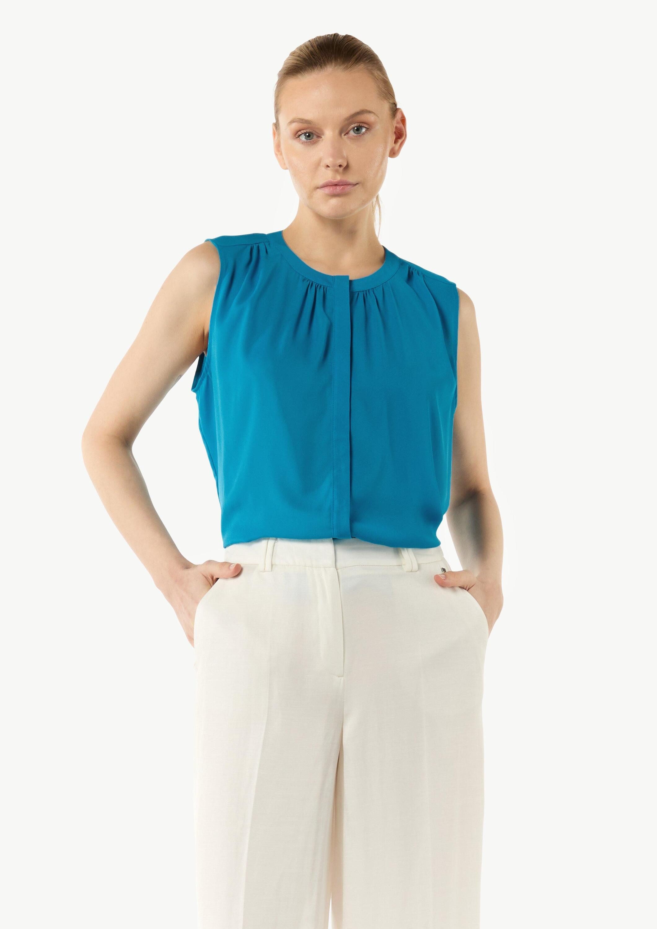 comma Blusentop Bluse Fließende Chiffonbluse mit Knopfleiste
